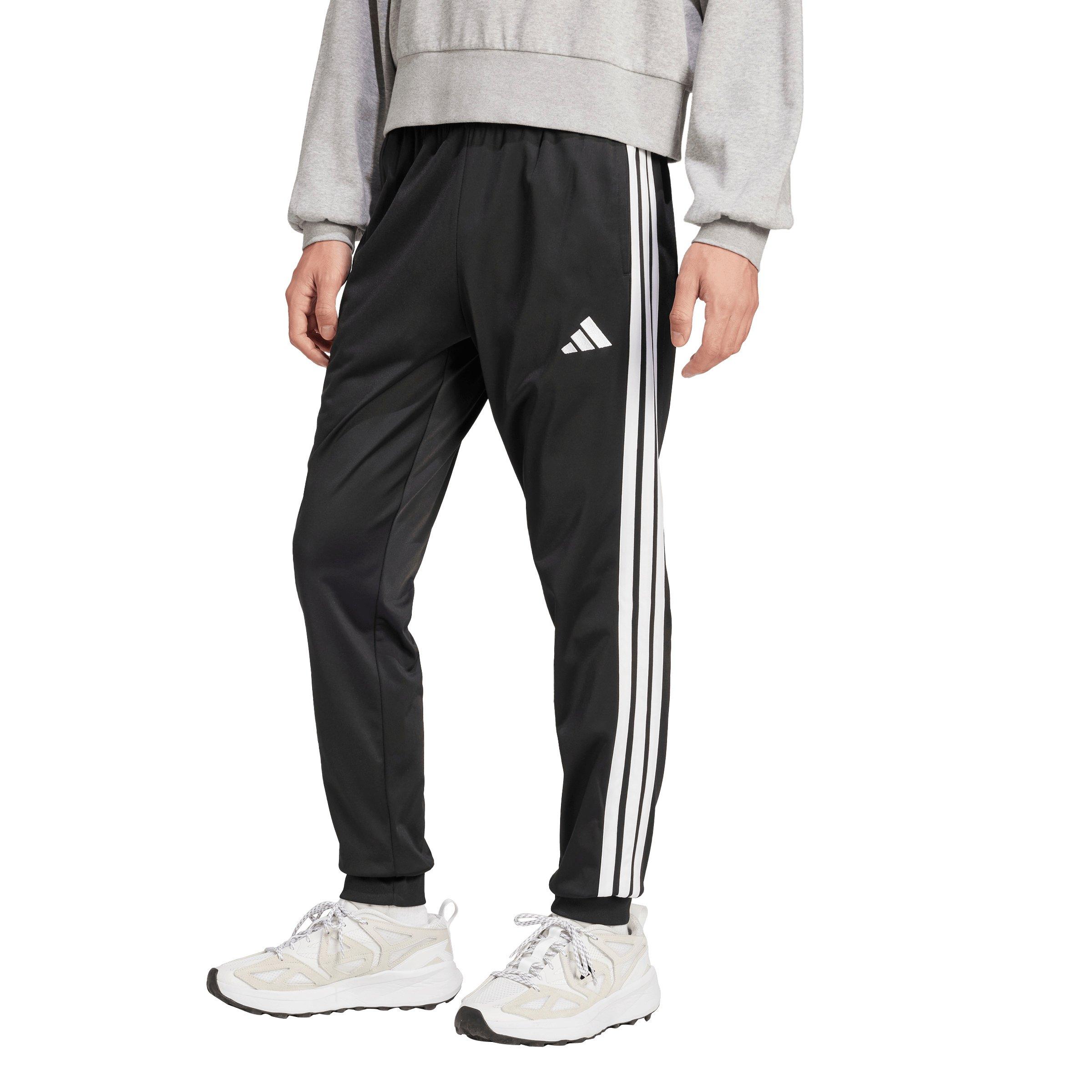 adidas Men's 3-Stripes Tricot Regular Tapered Track Pants -Black/White - BLACK/WHITE Thumbnail View 1