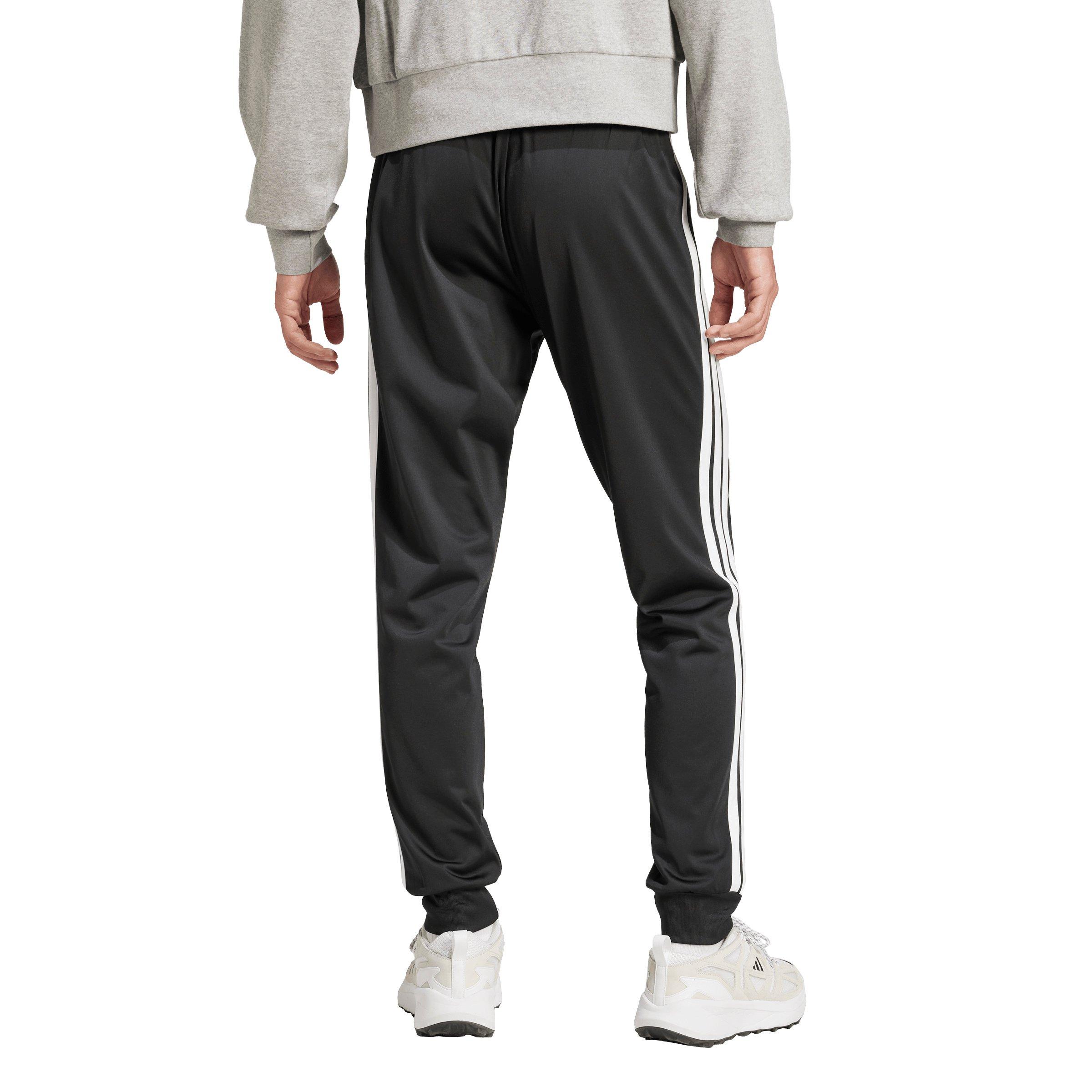 adidas Men's 3-Stripes Tricot Regular Tapered Track Pants - Black/White - BLACK/WHITE Thumbnail View 2