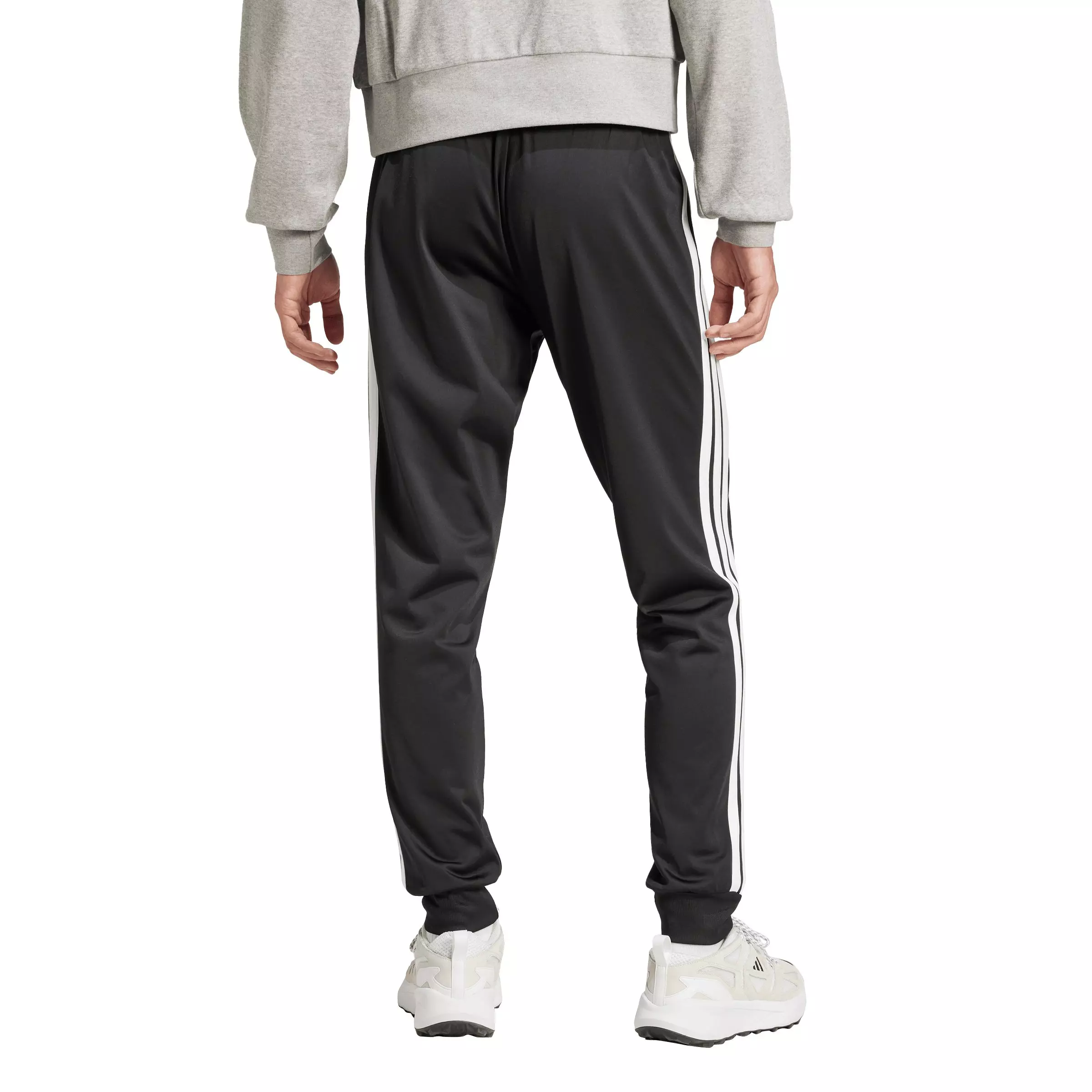 adidas Men's 3-Stripes Tricot Regular Tapered Track Pants -Black/White - BLACK/WHITE