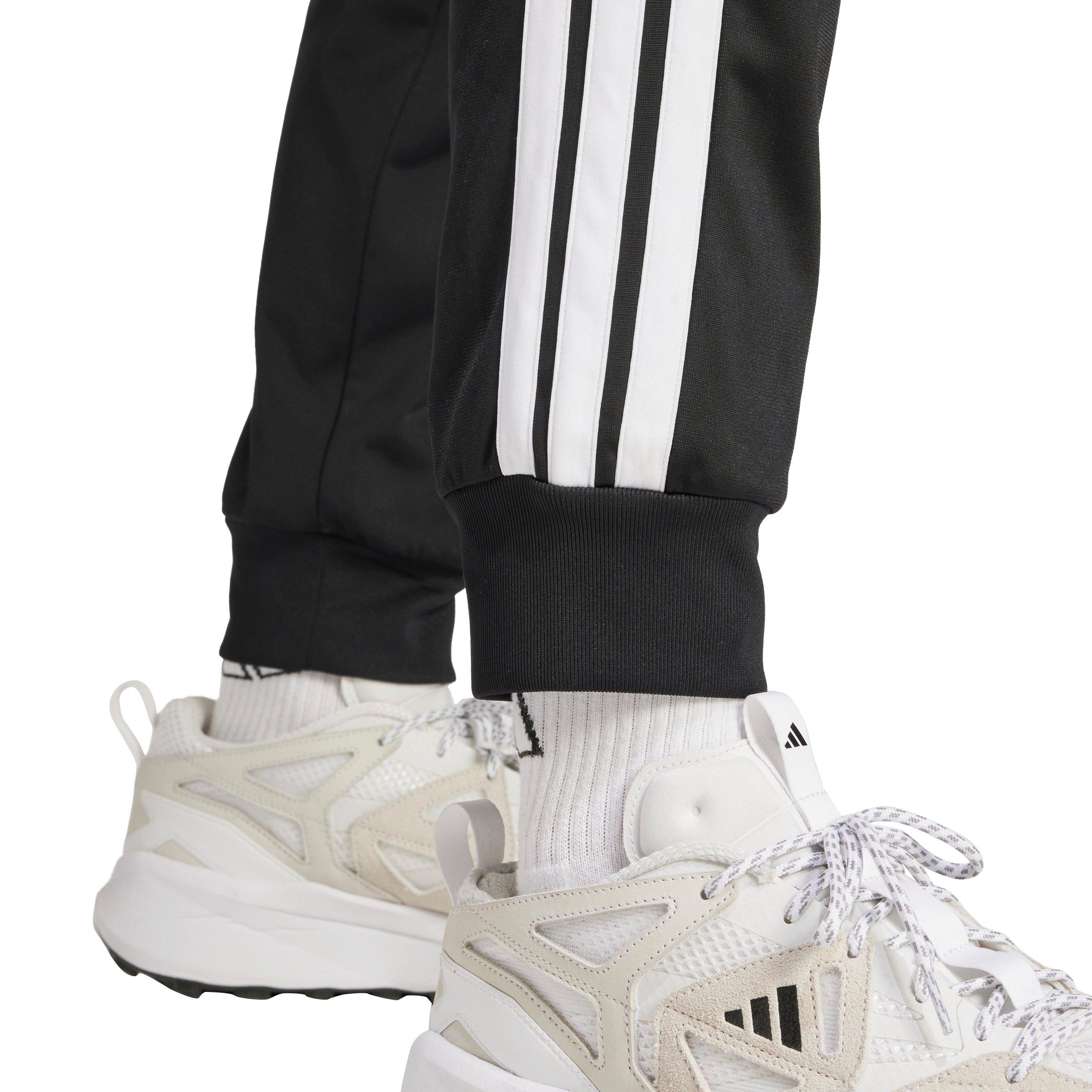 adidas Men's 3-Stripes Tricot Regular Tapered Track Pants - Black/White - BLACK/WHITE Thumbnail View 4