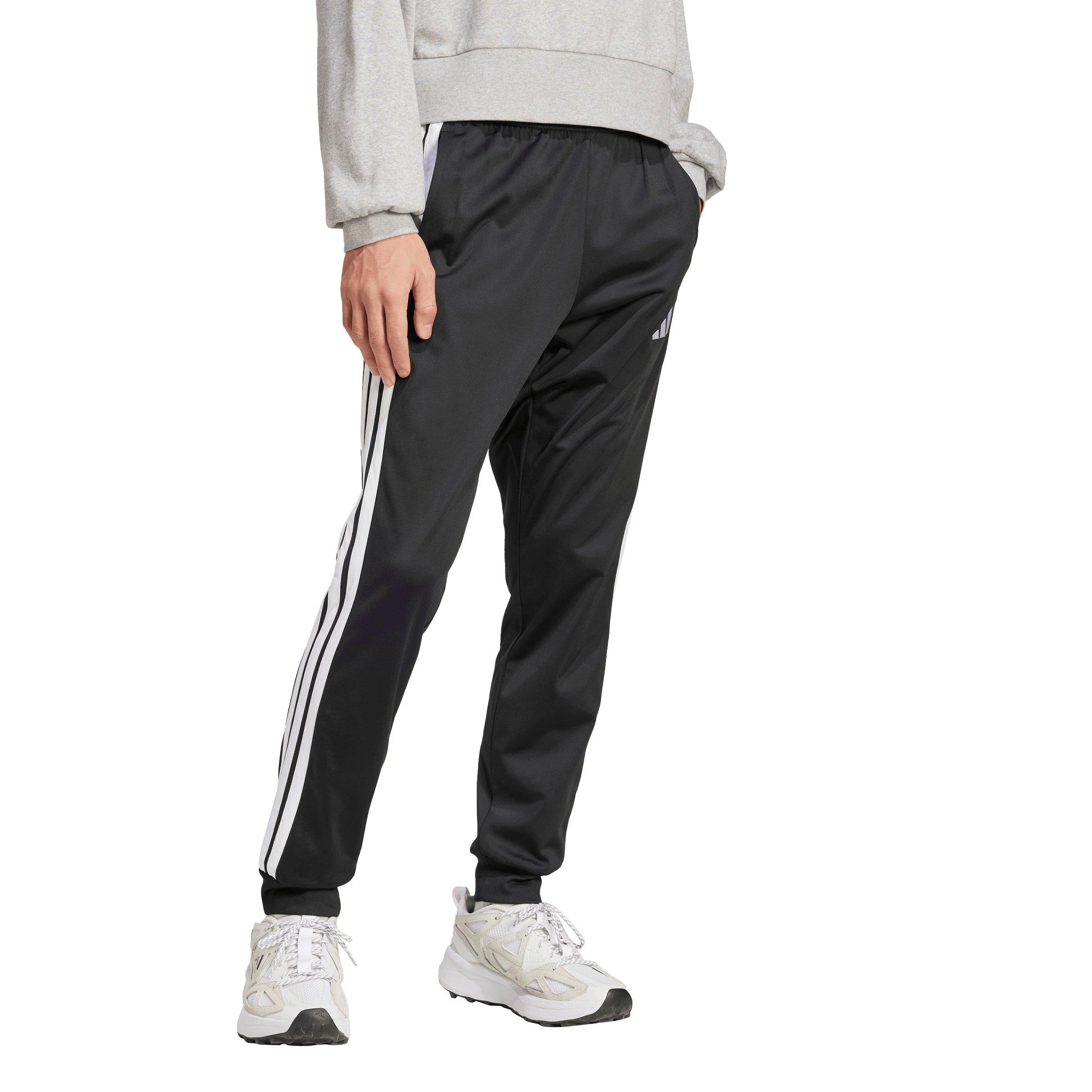adidas Men's 3-Stripes Tricot Regular Tapered Track Pants - Black/White - BLACK/WHITE Thumbnail View 5