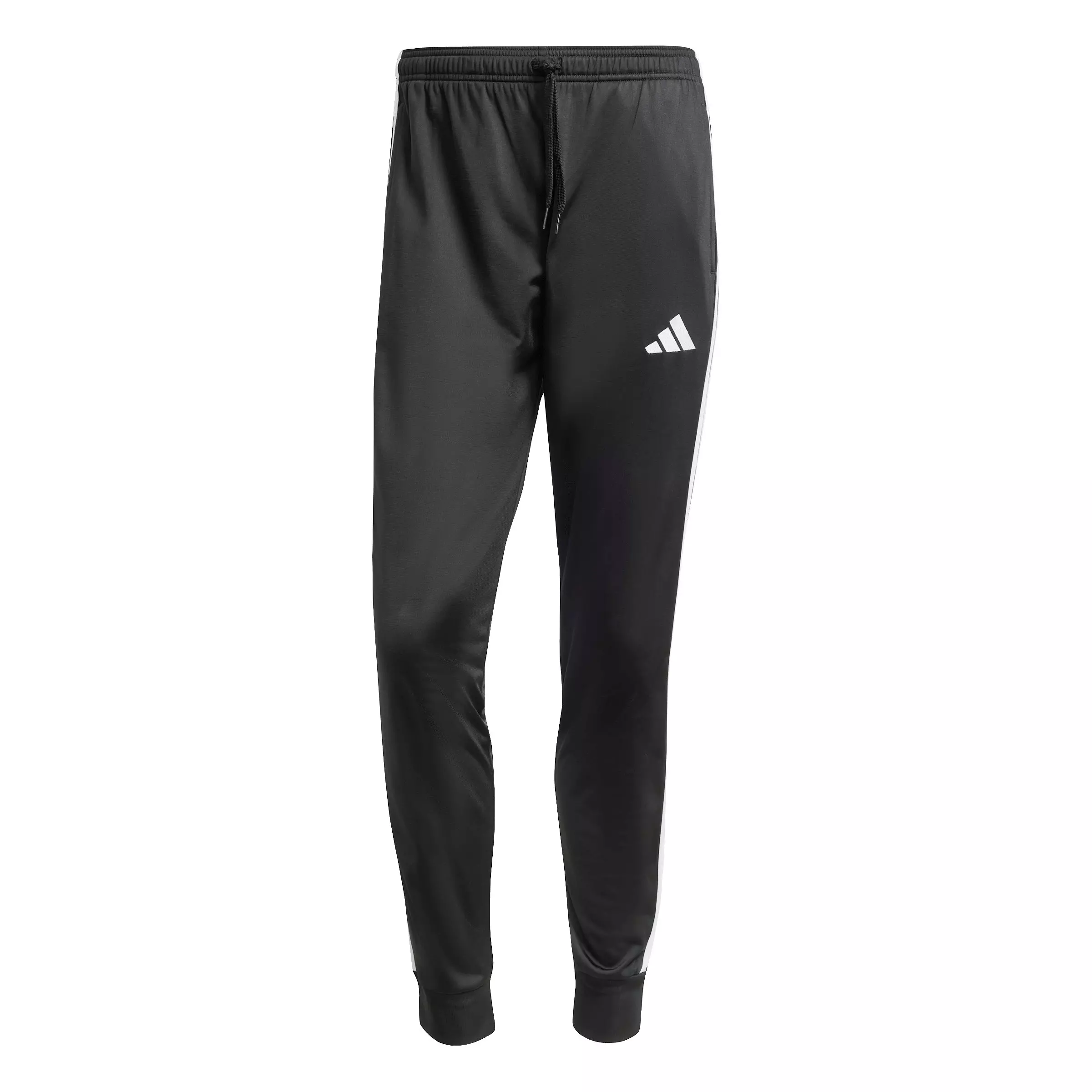 adidas Men's 3-Stripes Tricot Regular Tapered Track Pants -Black/White - BLACK/WHITE