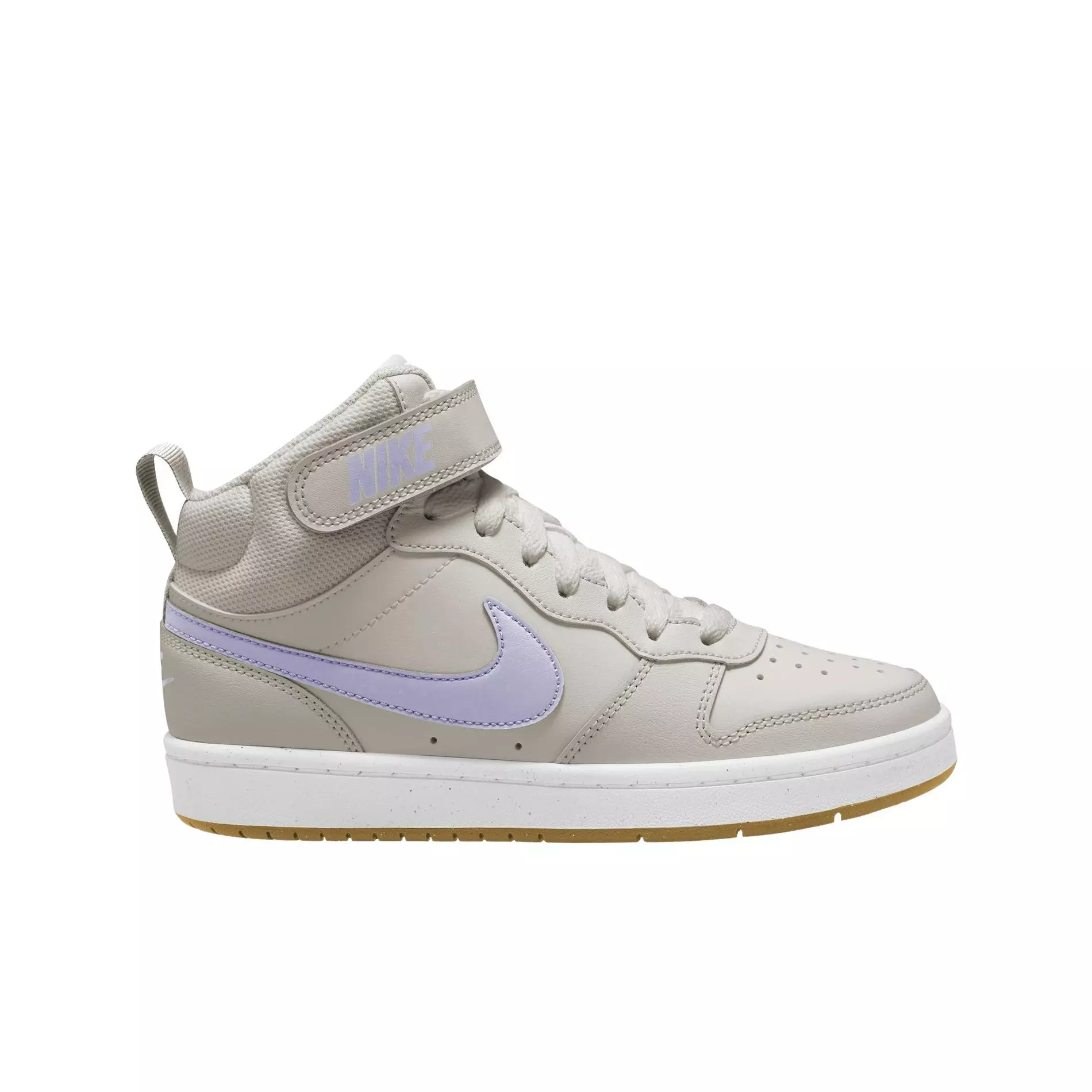 Nike Court Borough Mid 2 "Light Orewood Brown/Bronzine/Lilac Bloom" Grade School Boys' Shoe - LT BROWN/BRONZINE/LILAC