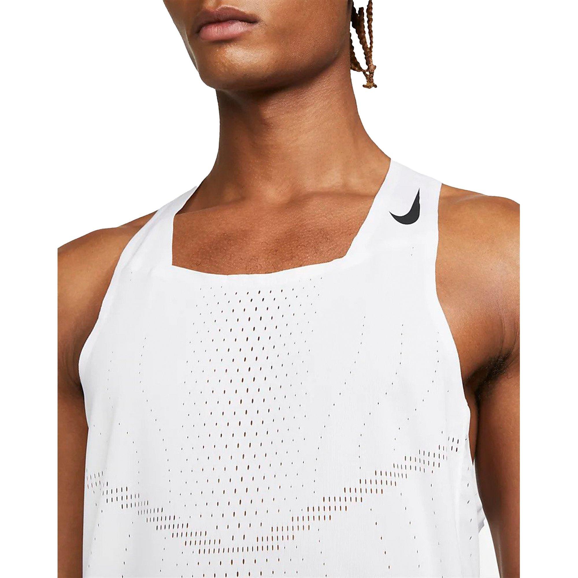 Nike Men's Dri-FIT AeroSwift Racing Singlet-White - WHITE Thumbnail View 4