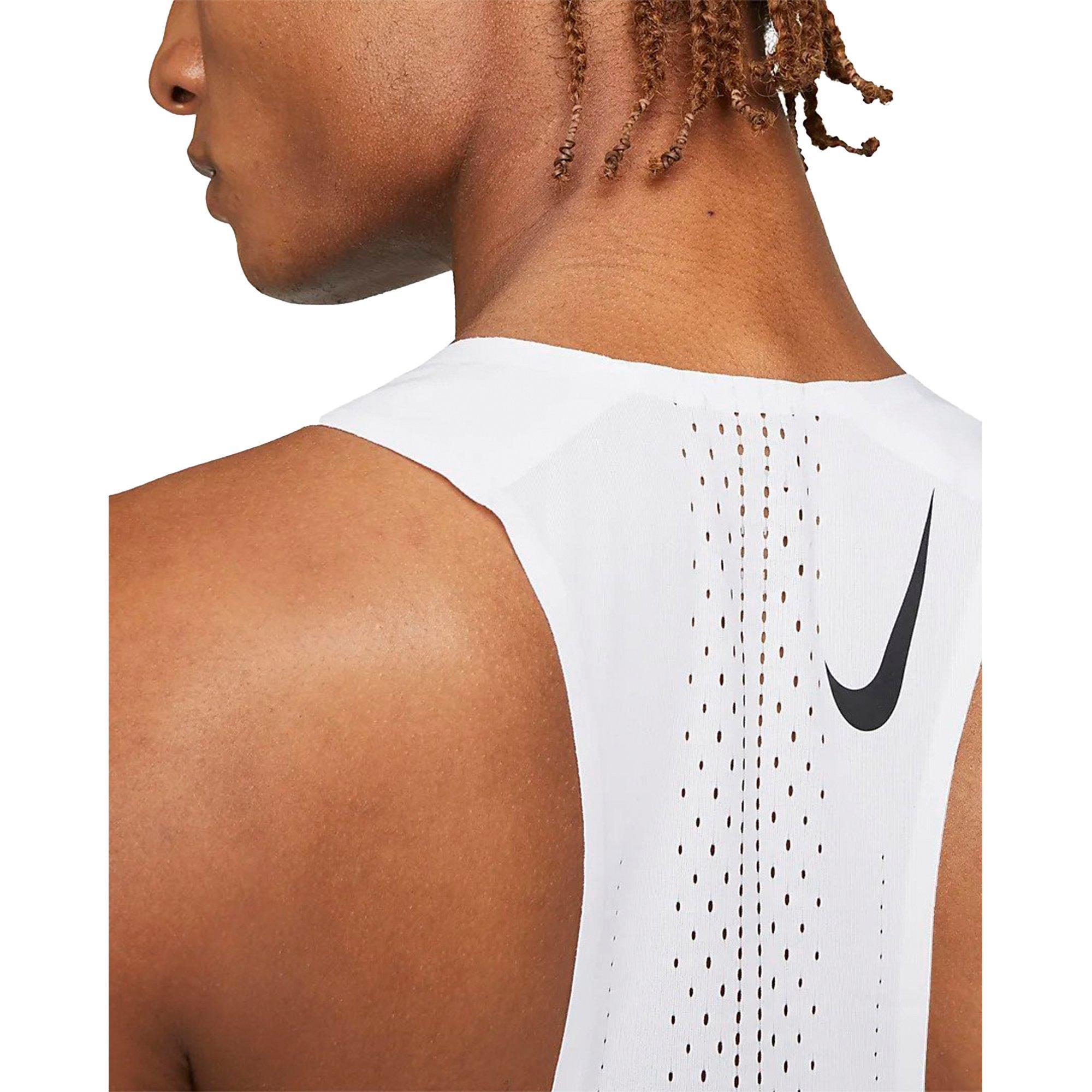 Nike Men's Dri-FIT AeroSwift Racing Singlet-White - WHITE Thumbnail View 6