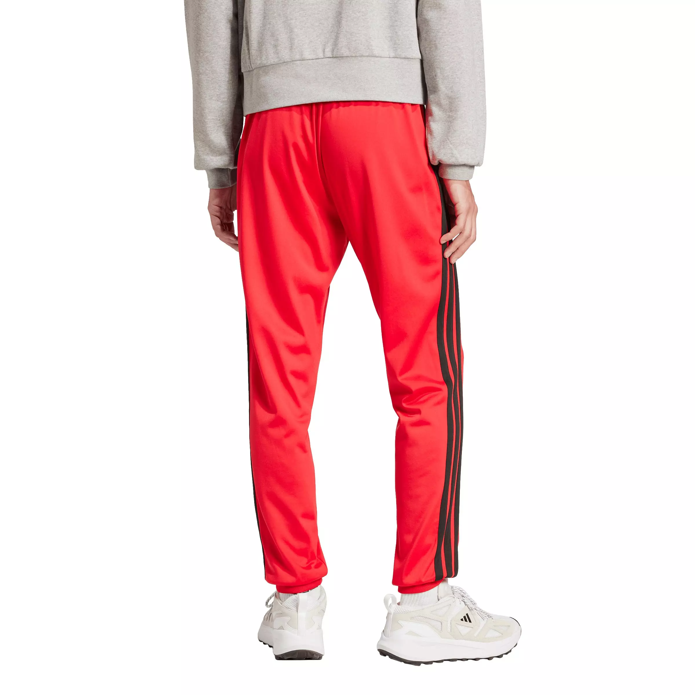 adidas Men's 3-Stripes Tricot Regular Tapered Track Pants - Red - RED