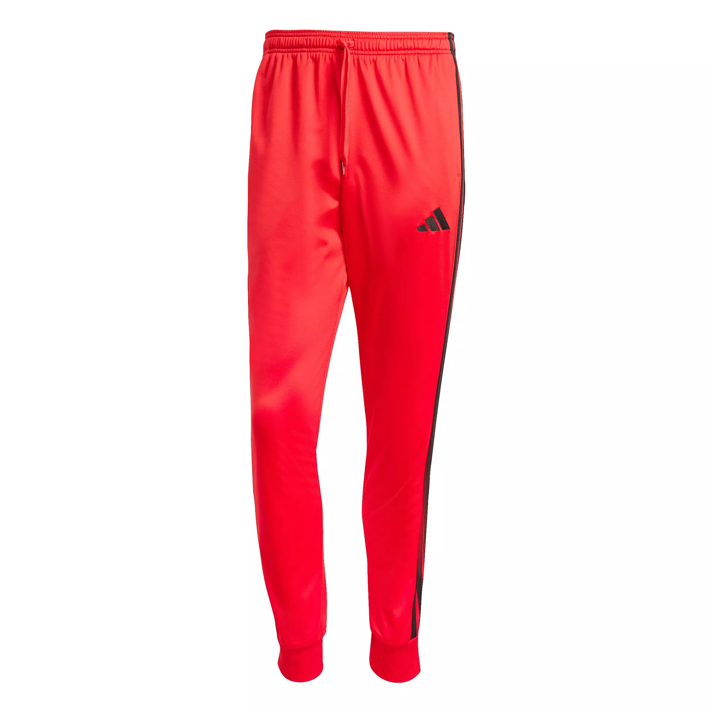 adidas Men's 3-Stripes Tricot Regular Tapered Track Pants -Red - RED