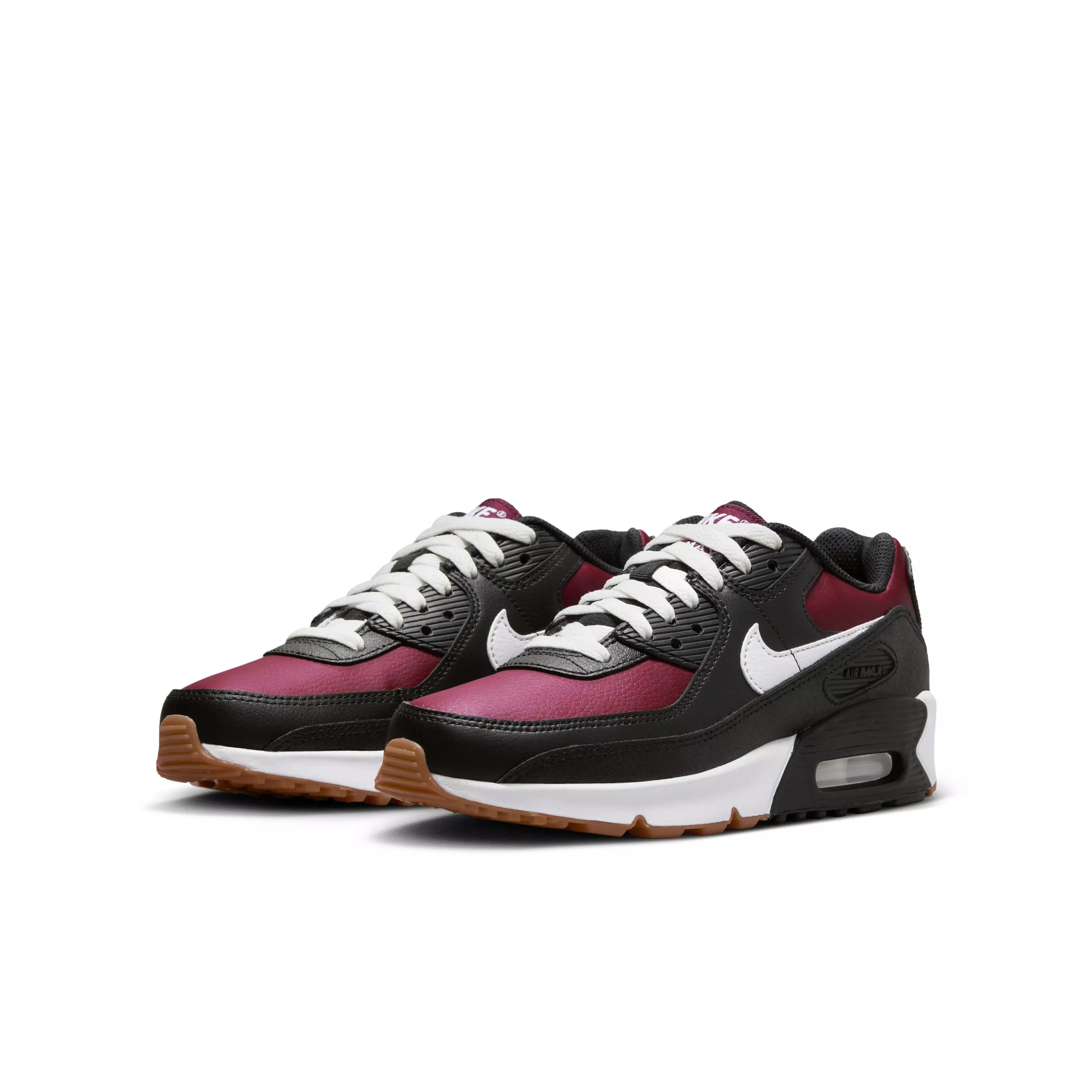 Nike Air Max 90 LTR "Black/Team Red/Gum Light Brown/White" Grade School Boys' Shoe - BLACK/RED/LT BROWN/WHITE