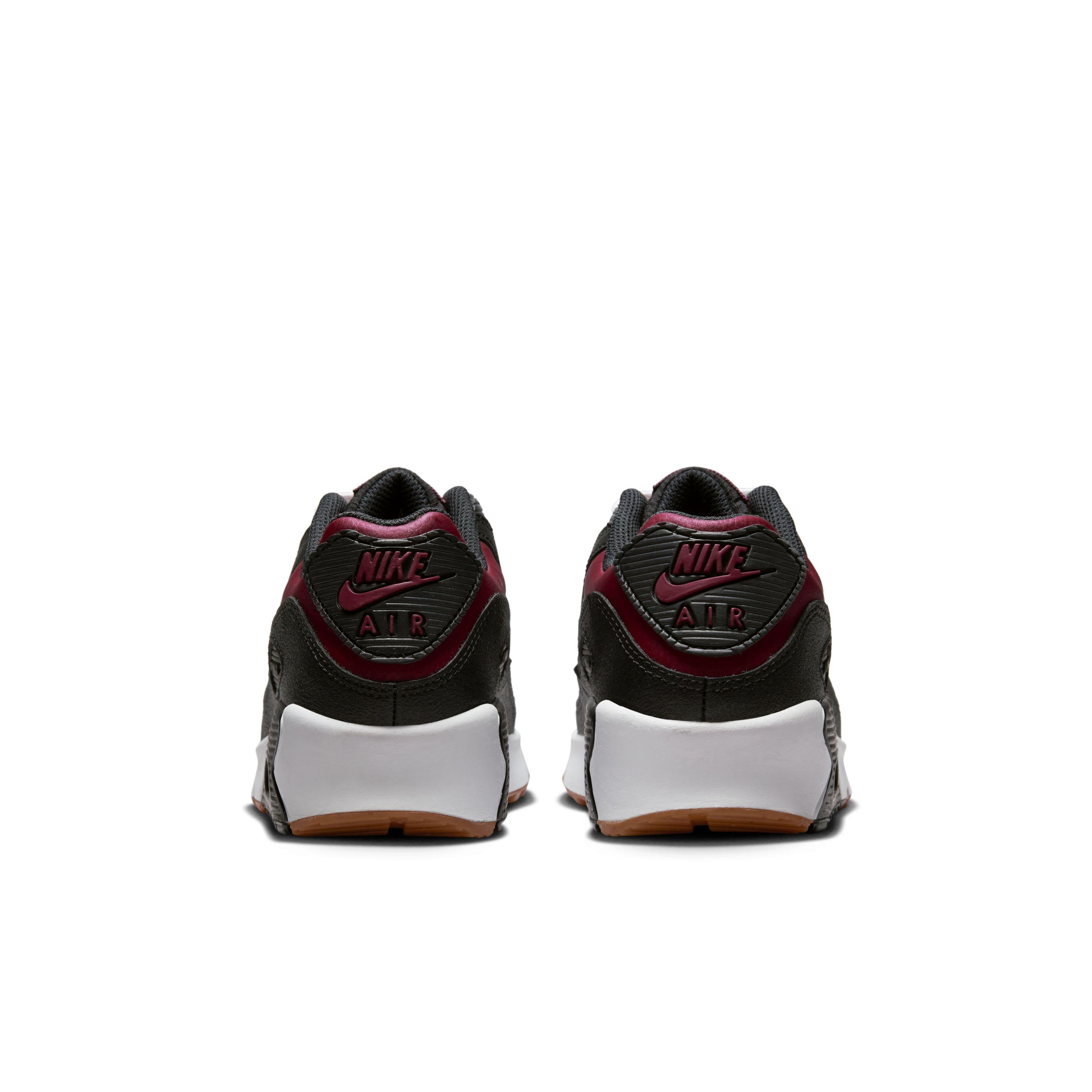 Nike Air Max 90 LTR Black Team Red Gum Light Brown White Grade School Boys Shoe Hibbett