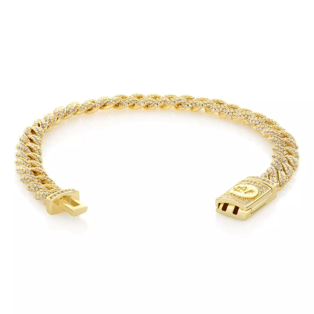 King Ice 8MM Iced Miami Cuban Link Bracelet - Gold - GOLD