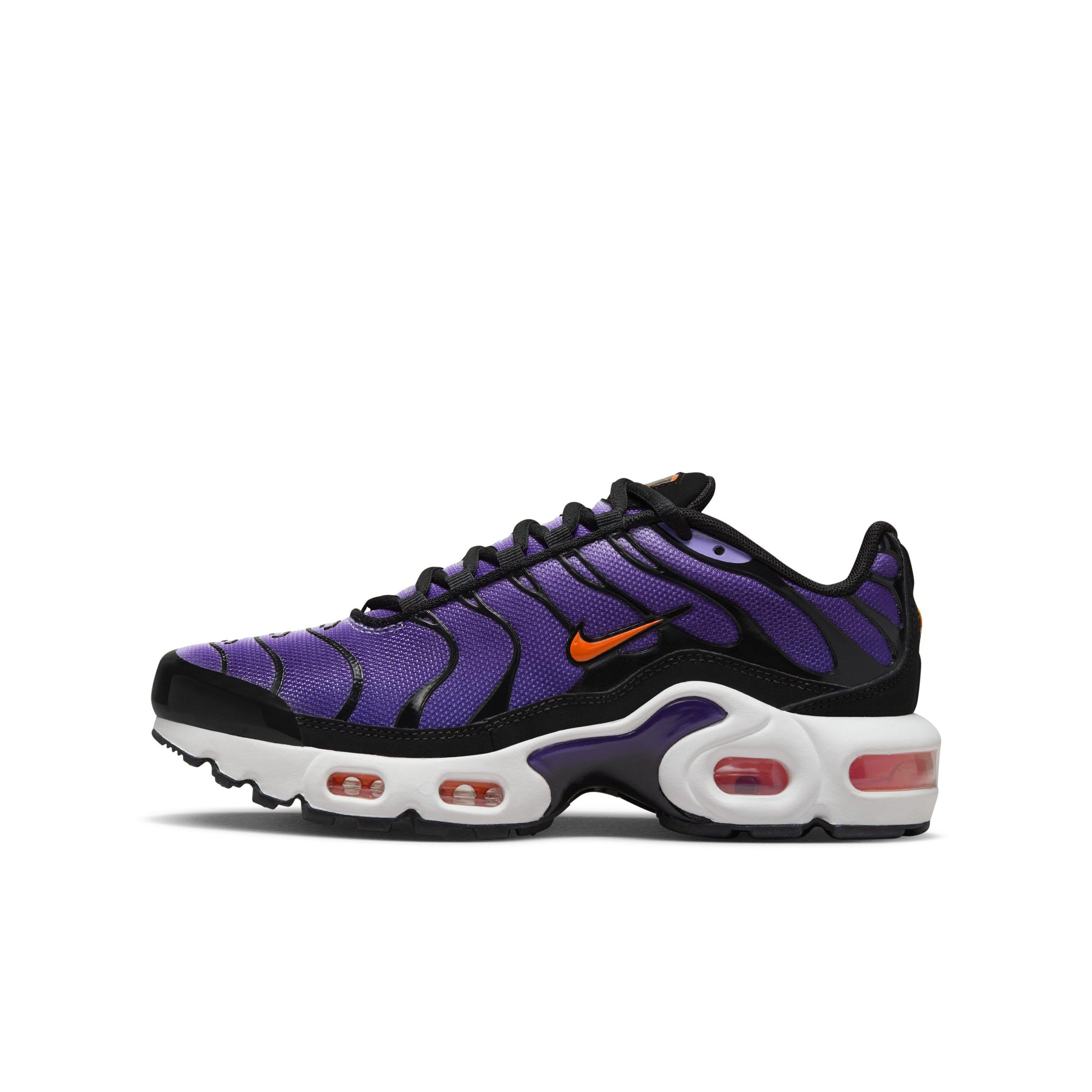 Nike Air Max Plus Grade School Boys' "Black/Voltage Purple/Purple Agate/Total Orange" Shoe