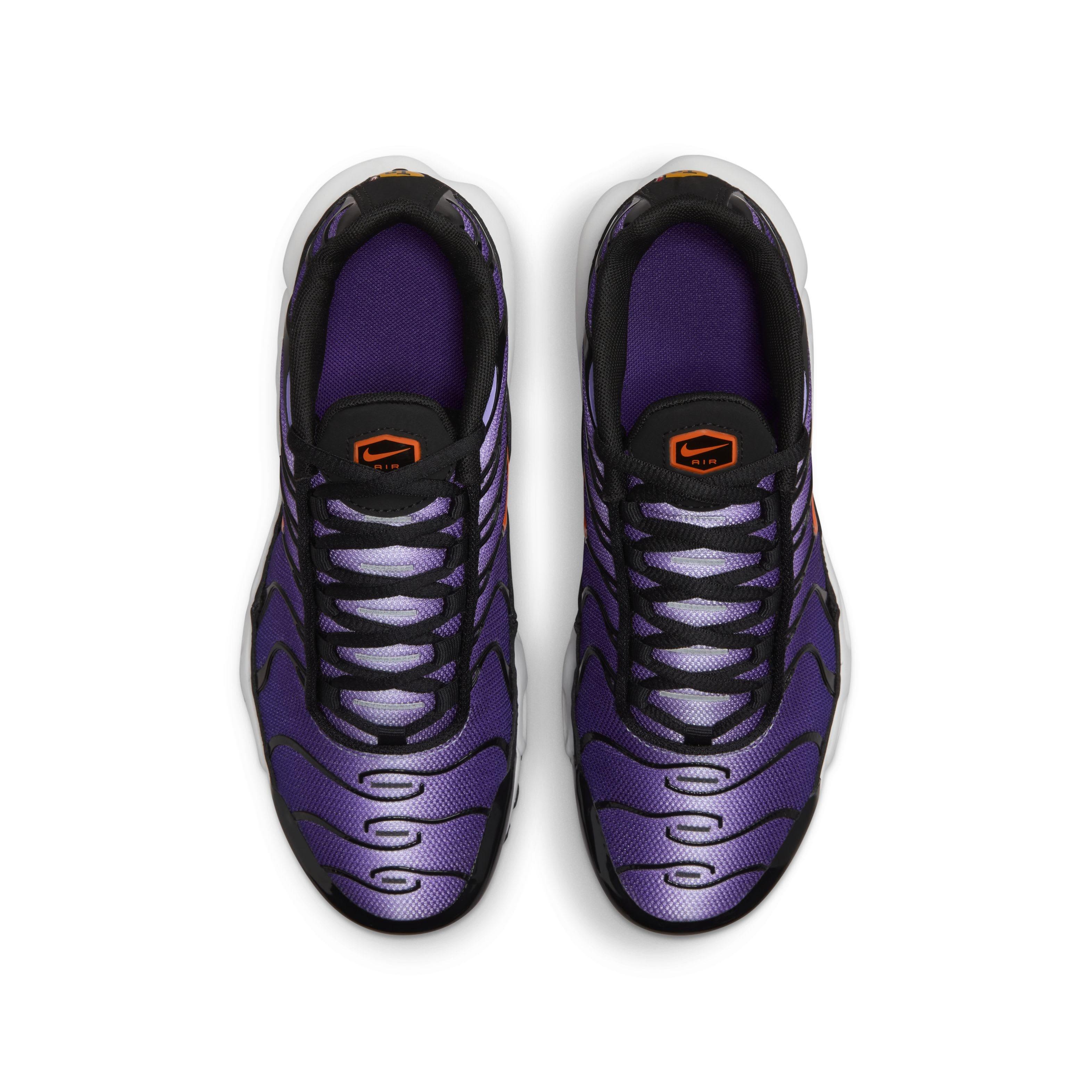 Nike Air Max Plus Grade School Boys' "Black/Voltage Purple/Purple Agate/Total Orange" Shoe