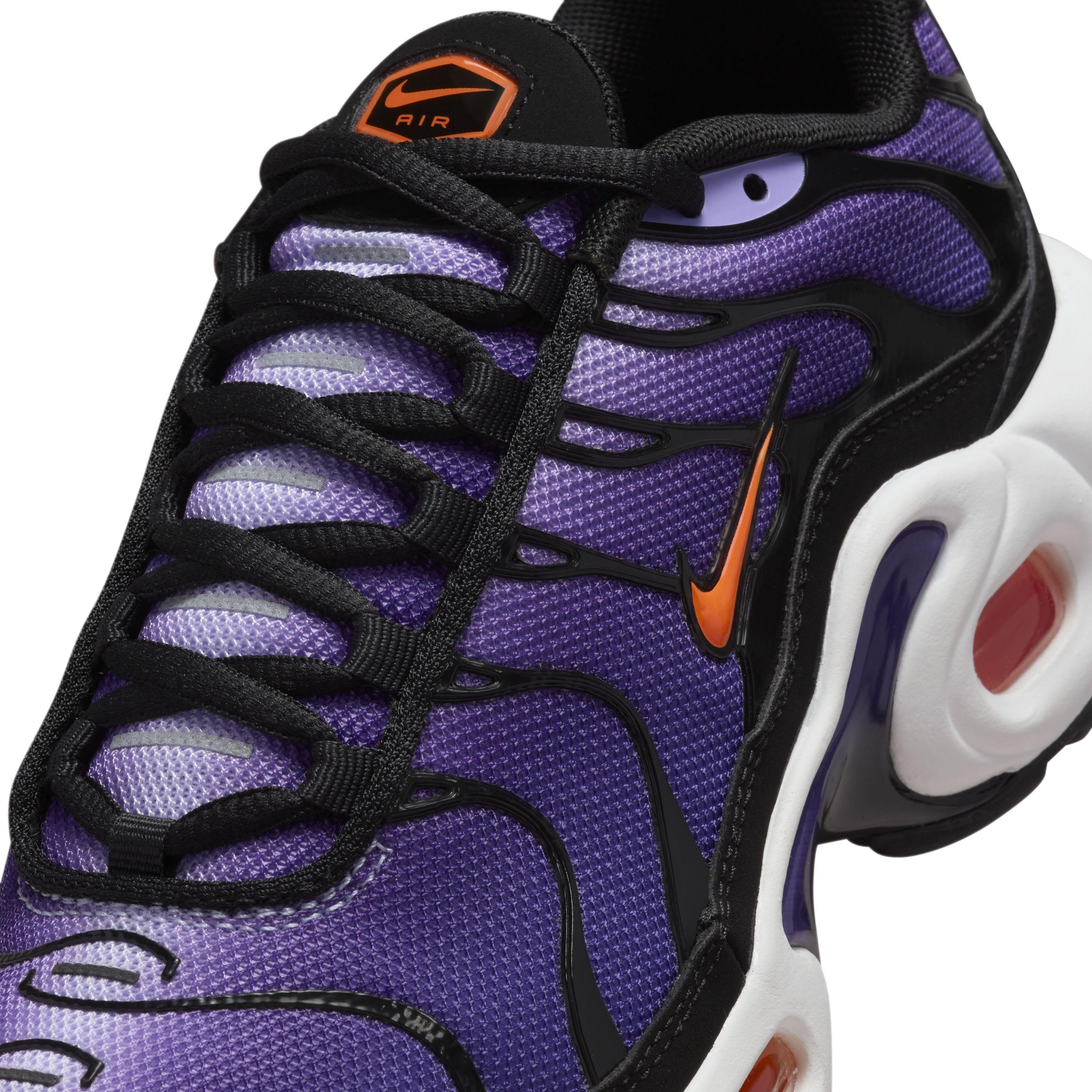 Nike Air Max Plus Grade School Boys' "Black/Voltage Purple/Purple Agate/Total Orange" Shoe