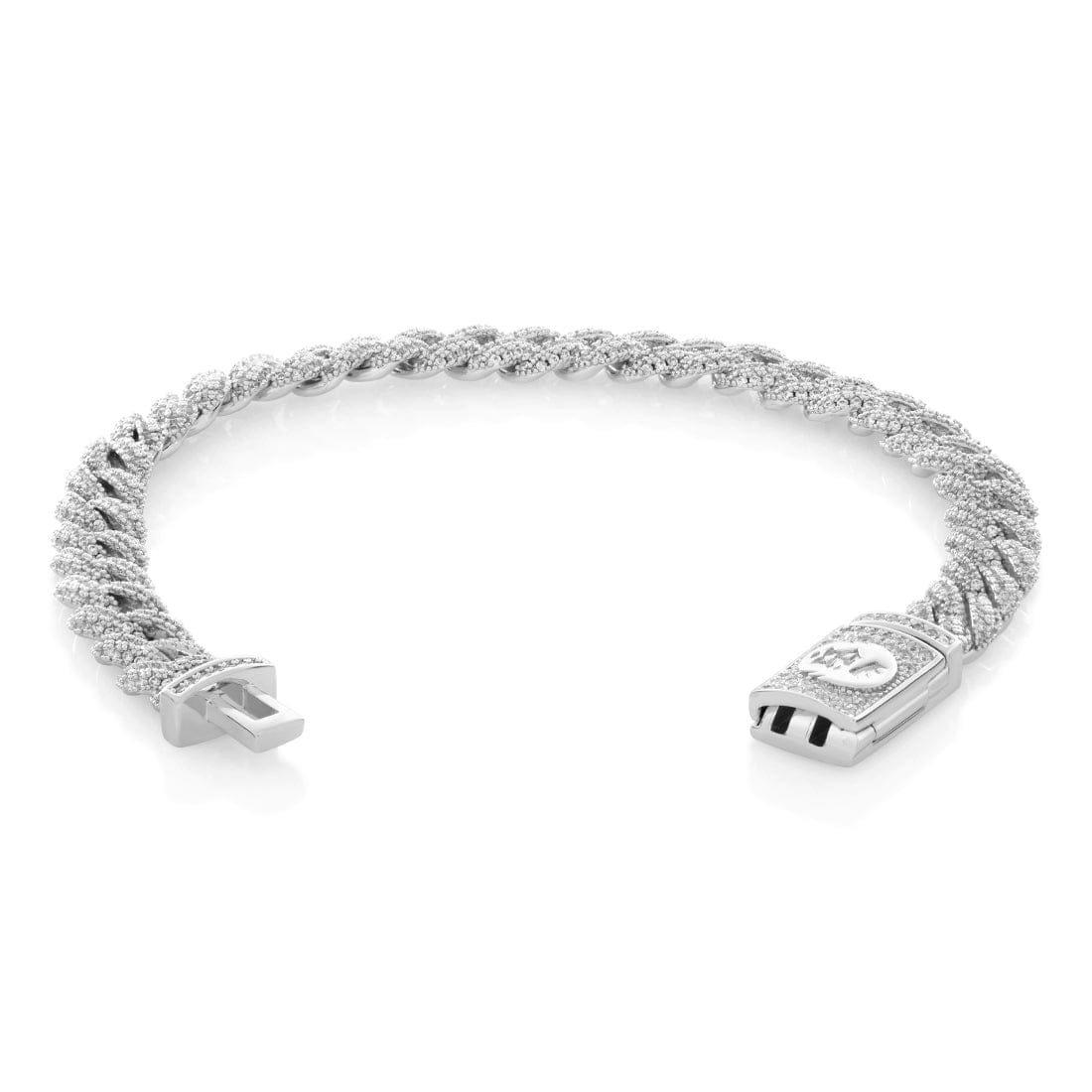 King Ice 8MM Iced Miami Cuban Link Bracelet - White Gold - WHITE GOLD
