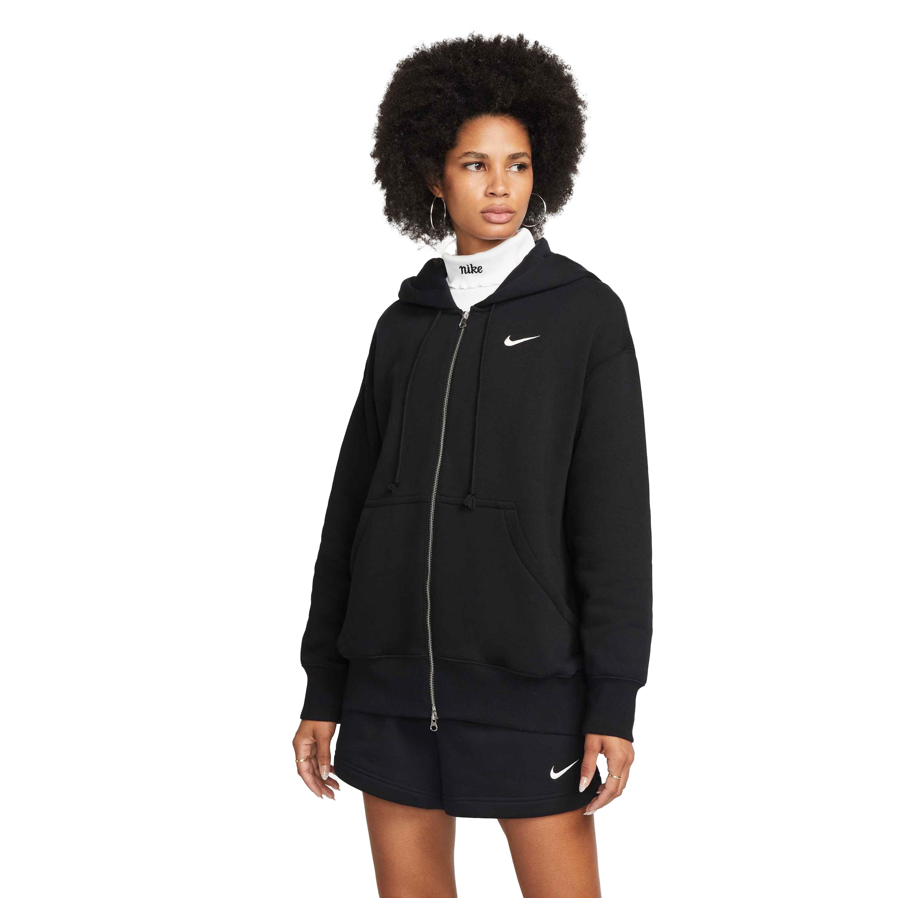 Nike Women's Sportswear Phoenix Fleece Oversized Full-Zip Hoodie - BLACK Thumbnail View 1