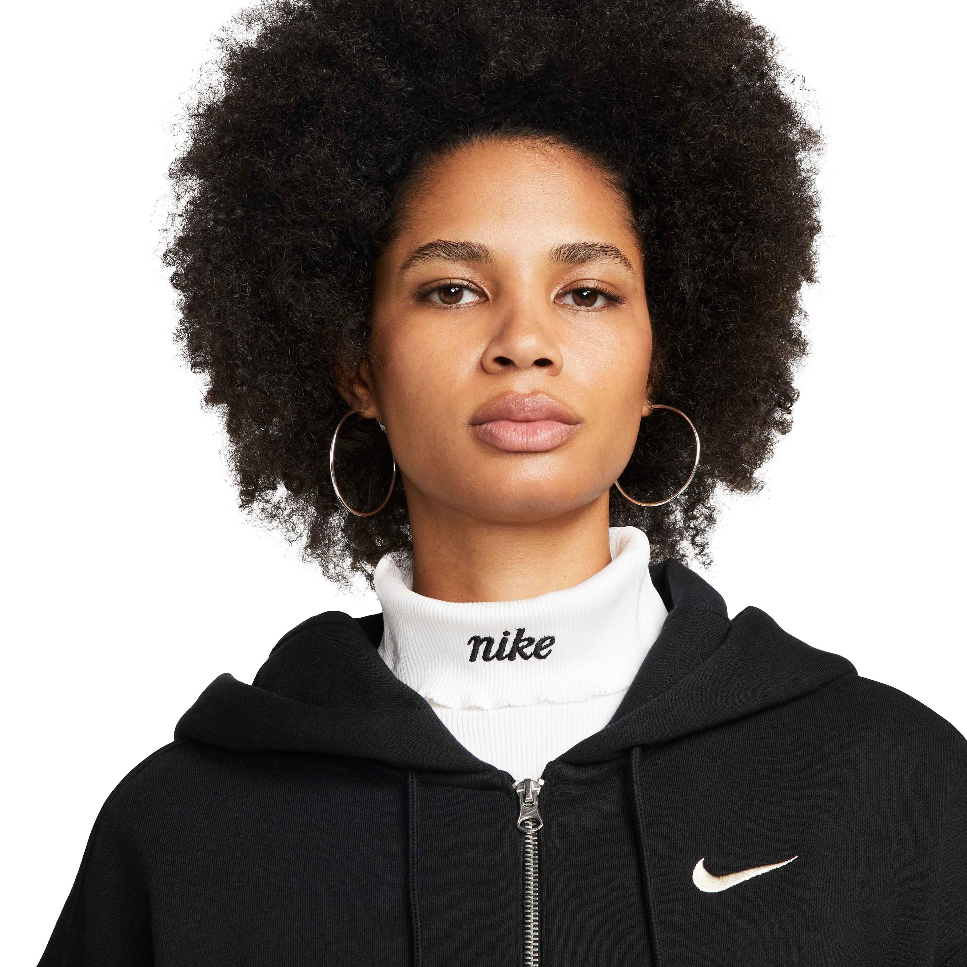 Nike Women's Sportswear Phoenix Fleece Oversized Full-Zip Hoodie - BLACK Thumbnail View 3