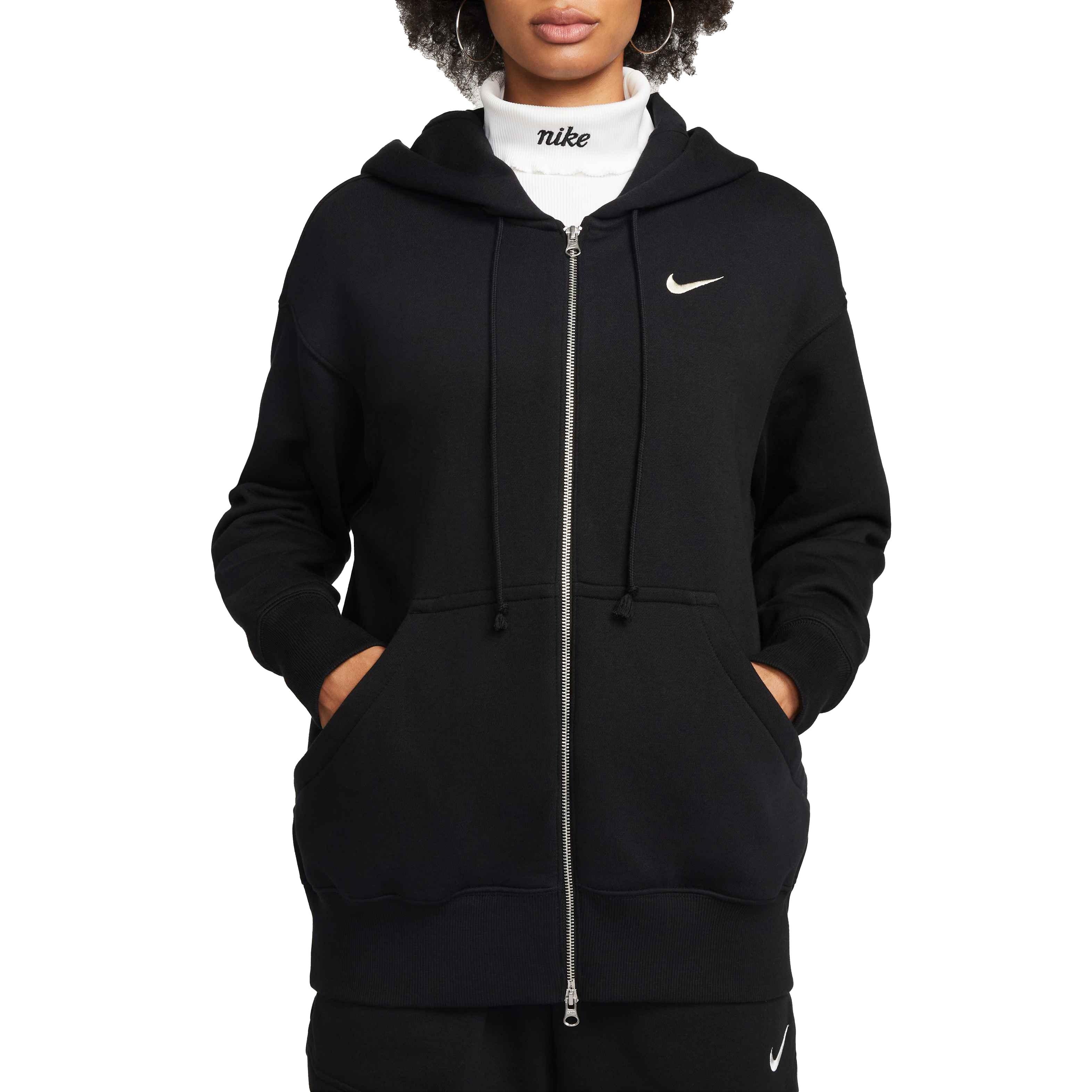 Nike Women's Sportswear Phoenix Fleece Oversized Full-Zip Hoodie - BLACK Thumbnail View 4