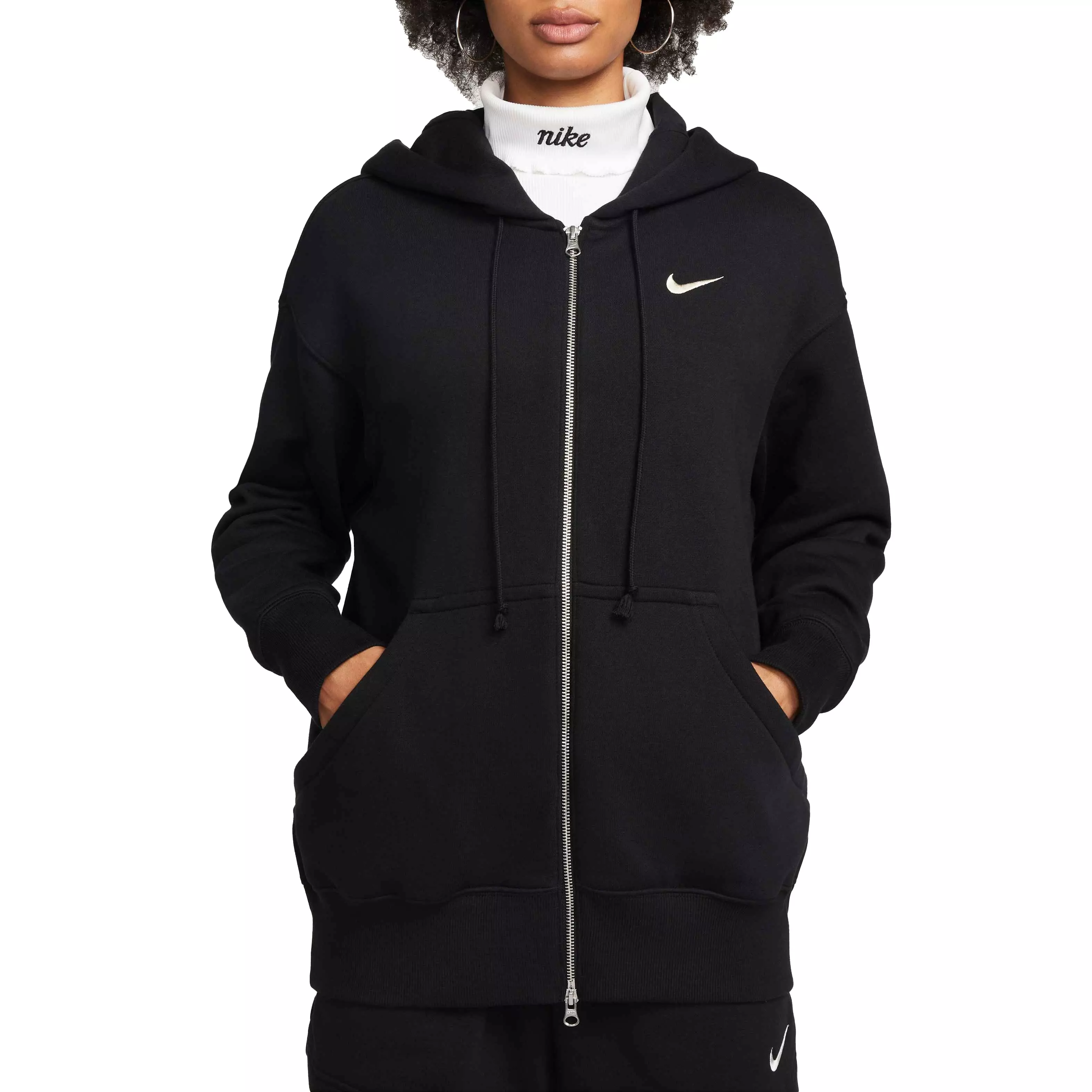 Nike Women's Sportswear Phoenix Fleece Oversized Full-Zip Hoodie - BLACK