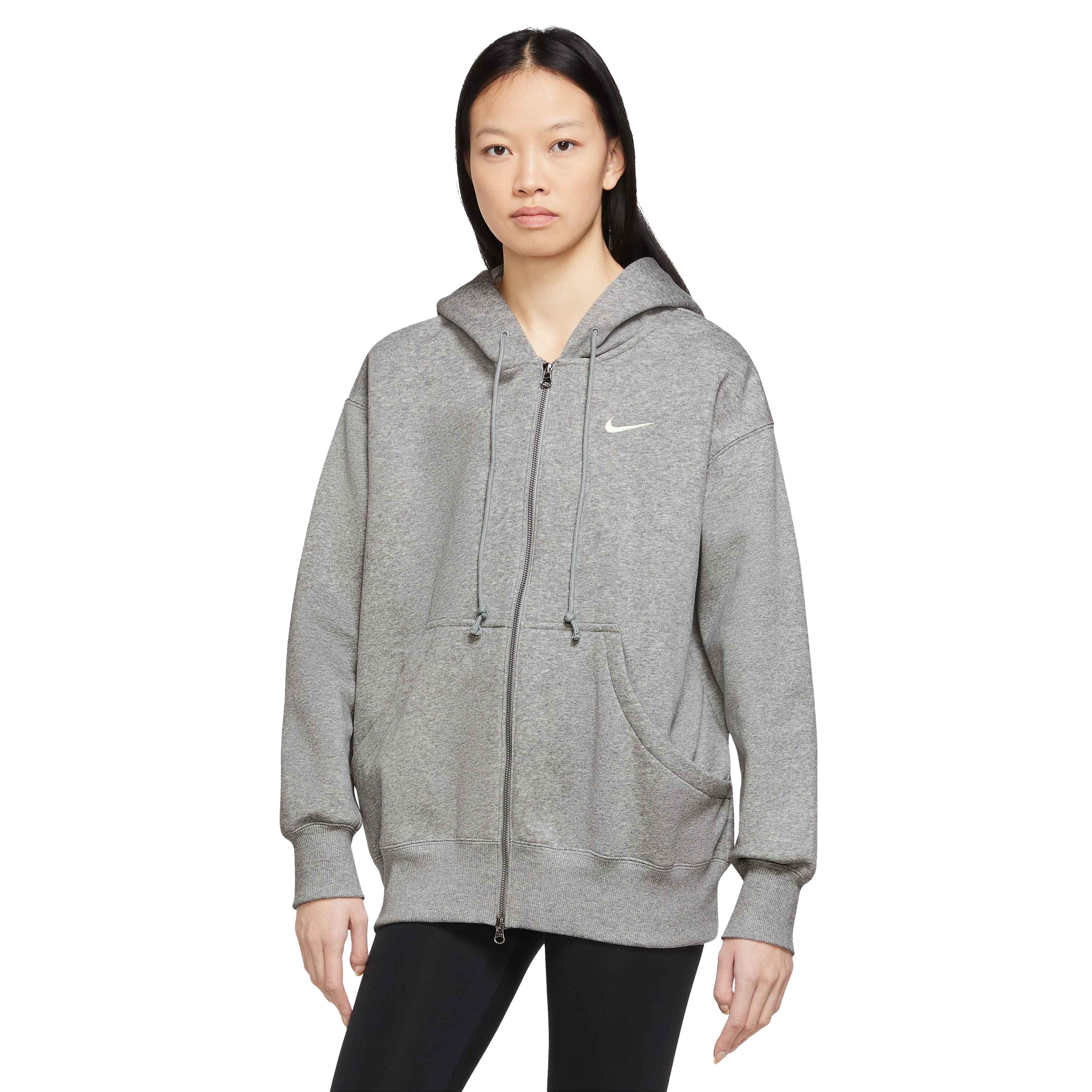 Nike Women's Sportswear Phoenix Fleece Oversized Full-Zip Hoodie - GREY Thumbnail View 1