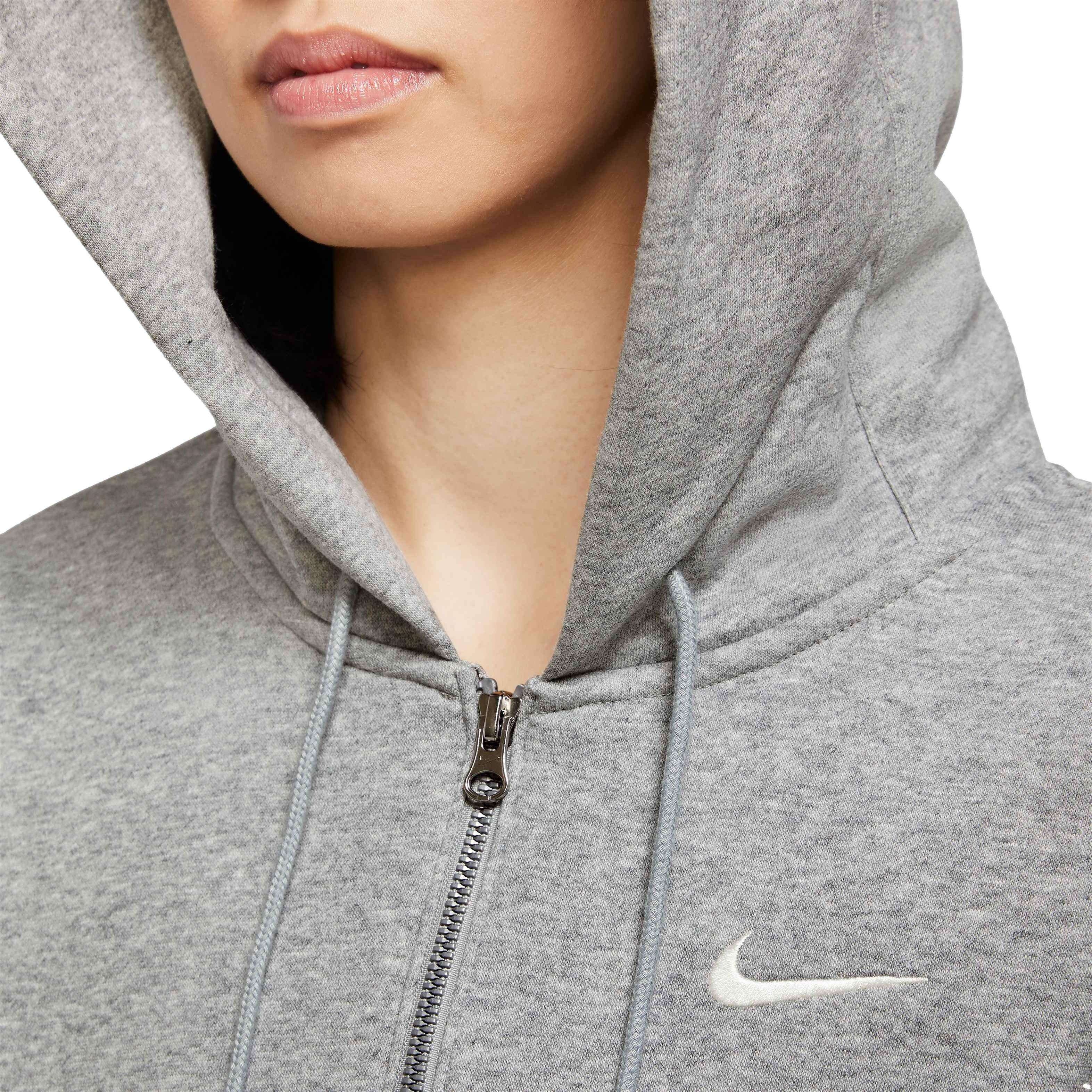 Nike Women's Sportswear Phoenix Fleece Oversized Full-Zip Hoodie - GREY Thumbnail View 3