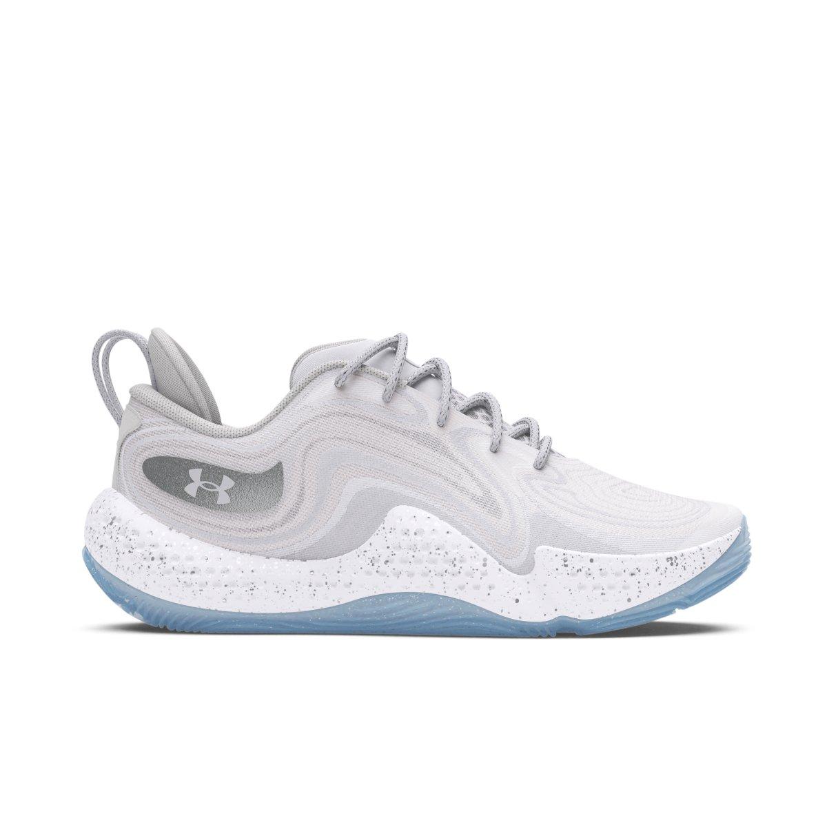Under Armour Spawn 6 VVS "White/Distant Grey/Metallic Silver" Unisex Basketball Shoe - WHITE/GREY/SILVER Thumbnail View 1