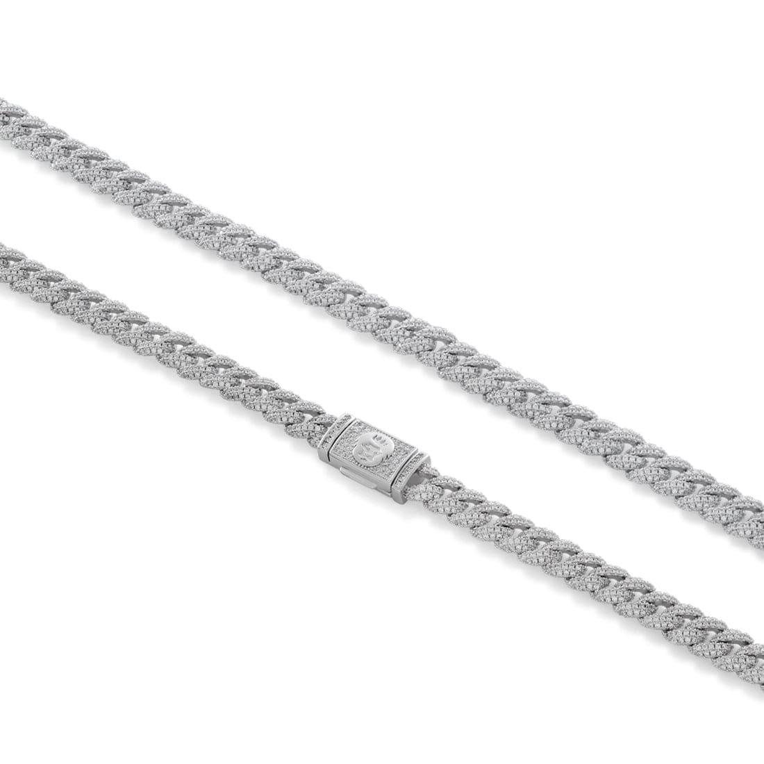 King Ice 8MM Iced Miami Cuban Link Chain - White Gold - WHITE GOLD