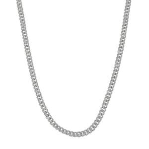 King Ice 8MM Iced Miami Cuban Link Chain - White Gold - WHITE GOLD