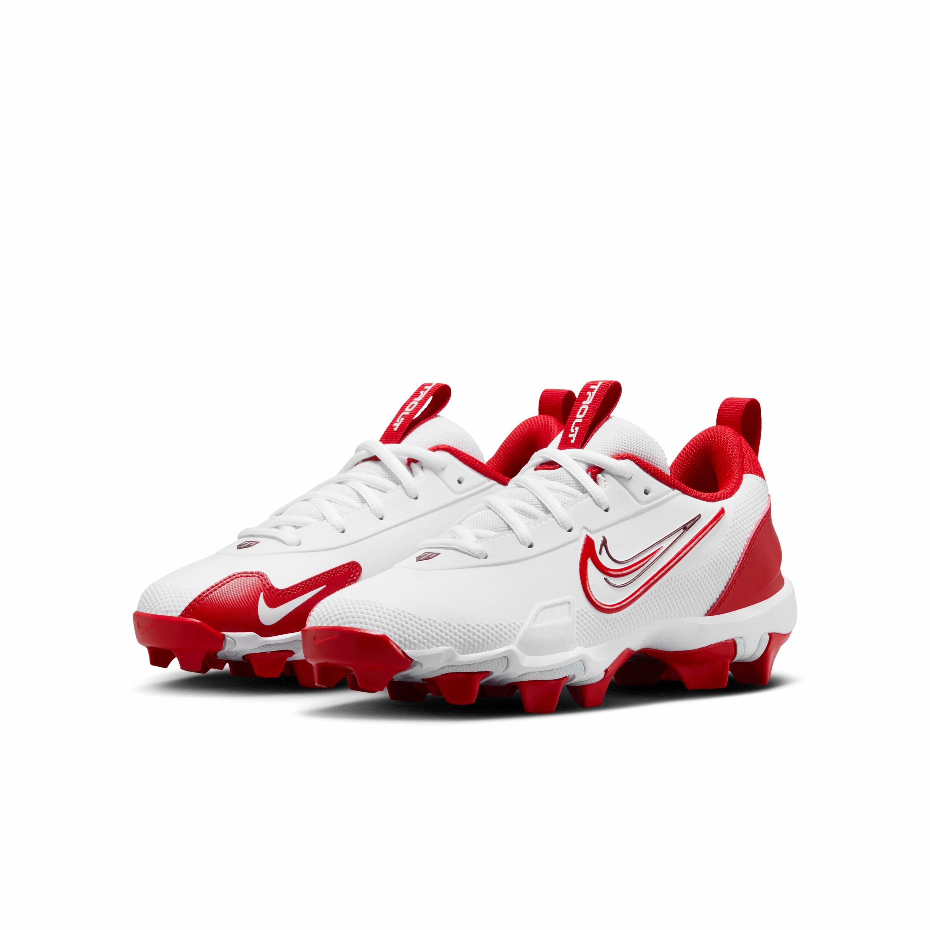 Nike Force Trout 9 Keystone "White/Pure Platinum/Team Red/University Red" Preschool Boys' Baseball Cleat - WHITE/PLATINUM/RED/RED Thumbnail View 3