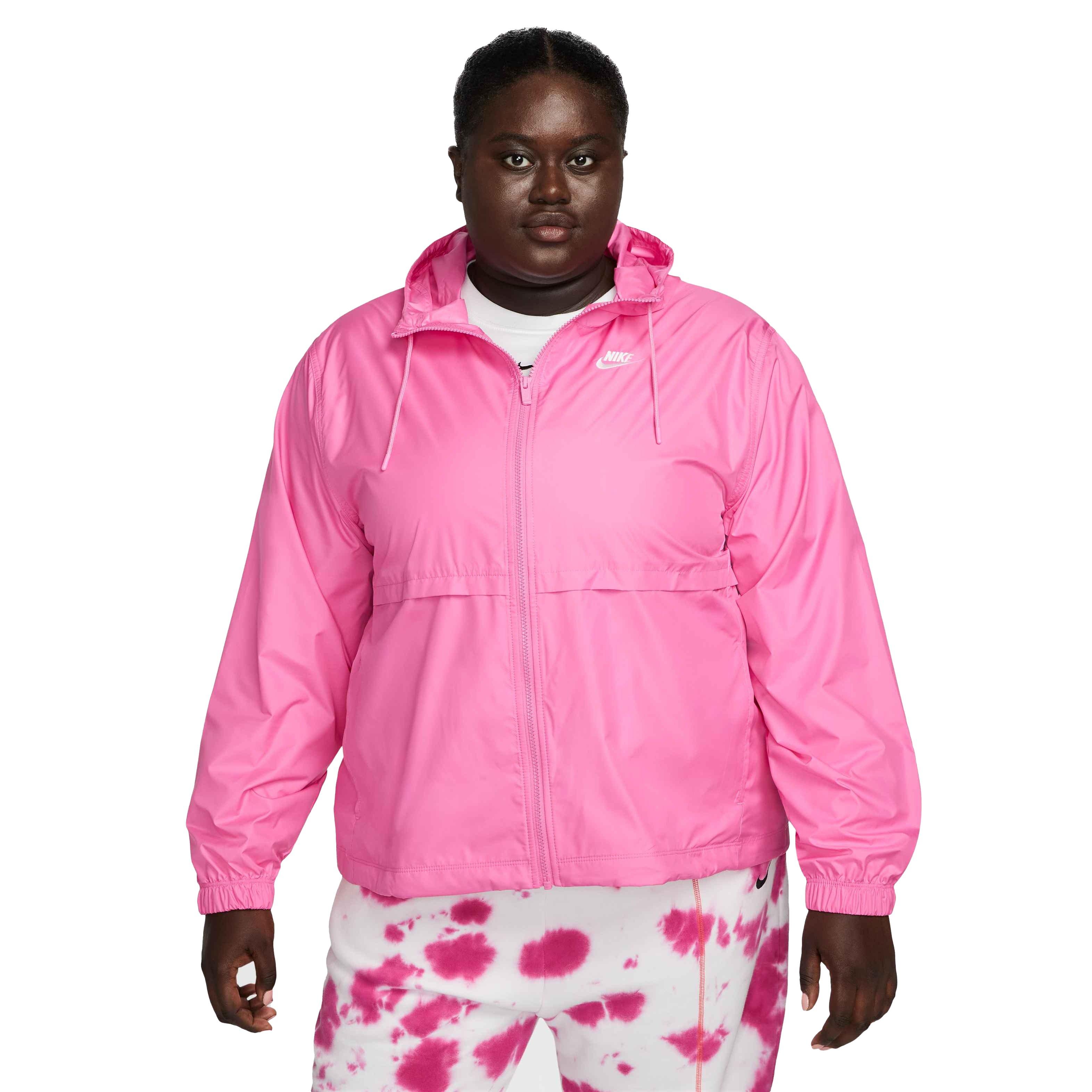 Nike Sportswear Essential Logo Pattern Wrinkled Woven Loose Stand Collar  Jacket Pink - DM6182-601