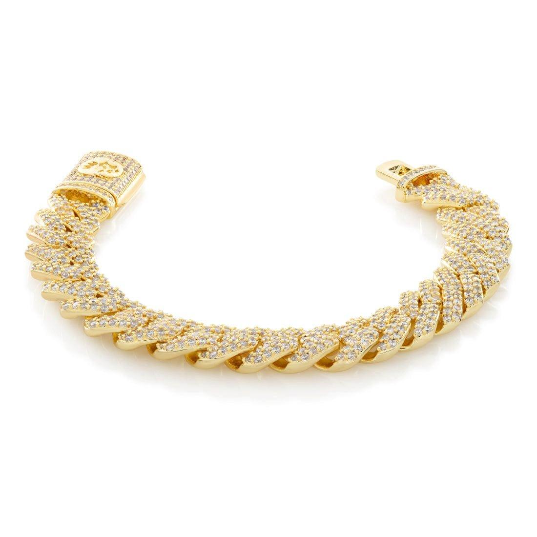 King Ice 15MM Iced Diamond Cut Miami Cuban Link Bracelet - Gold - GOLD