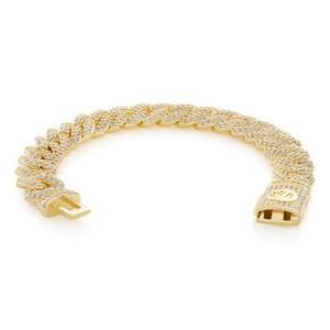 King Ice 15MM Iced Diamond Cut Miami Cuban Link Bracelet - Gold - GOLD