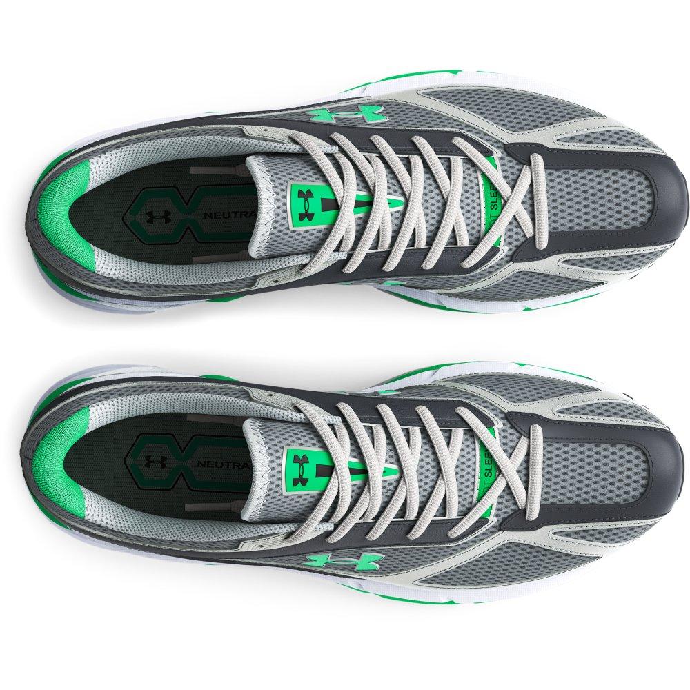 Under Armour Apparition "Steel/Metallic Silver/Vapor Green" Unisex Running Shoe - STEEL/SILVER/GREEN Thumbnail View 4