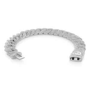 King Ice 15MM Iced Diamond Cut Miami Cuban Link Bracelet - White Gold - WHITE GOLD