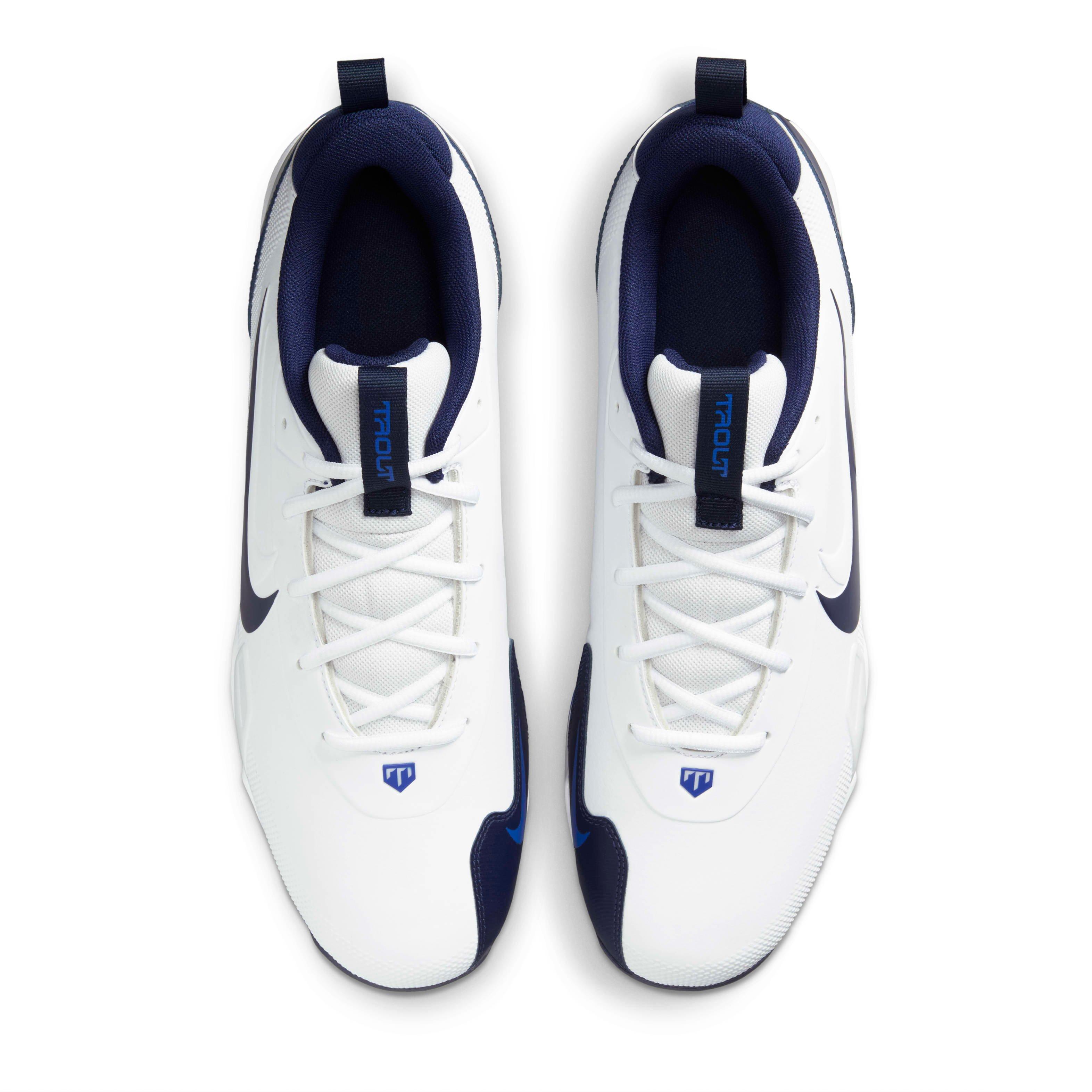 Nike Force Trout 9 Keystone "White/Hyper Royal/Midnight Navy" Men's Baseball Cleat - WHITE/ROYAL/NAVY Thumbnail View 4