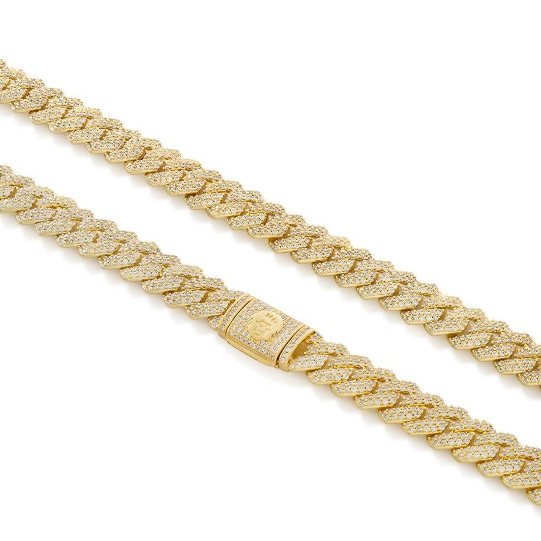 King Ice 15MM Iced Diamond Cut Miami Cuban Link Chain - Gold - GOLD