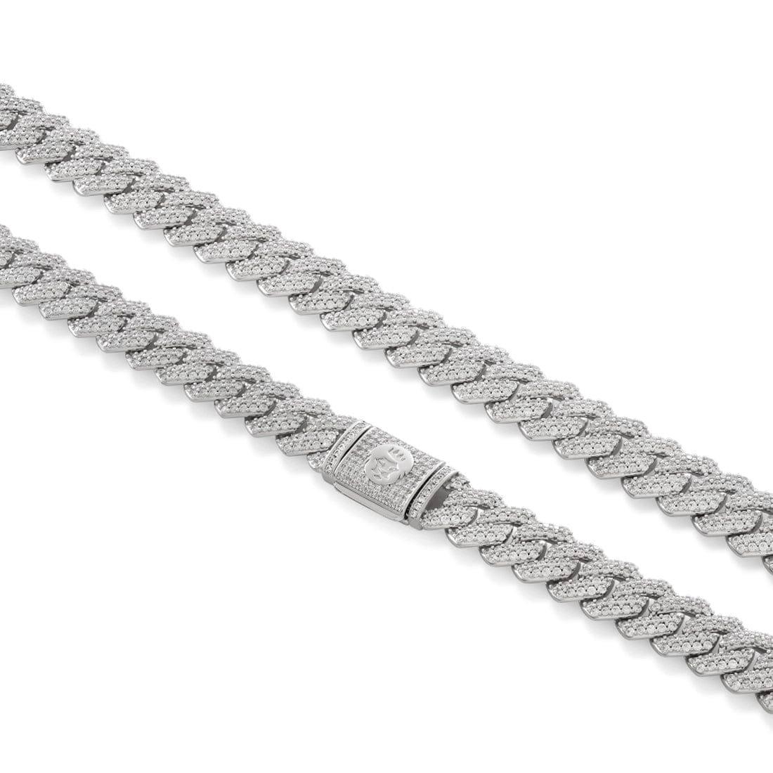 King Ice 15MM Iced Diamond Cut Miami Cuban Link Chain - White Gold - WHITE GOLD