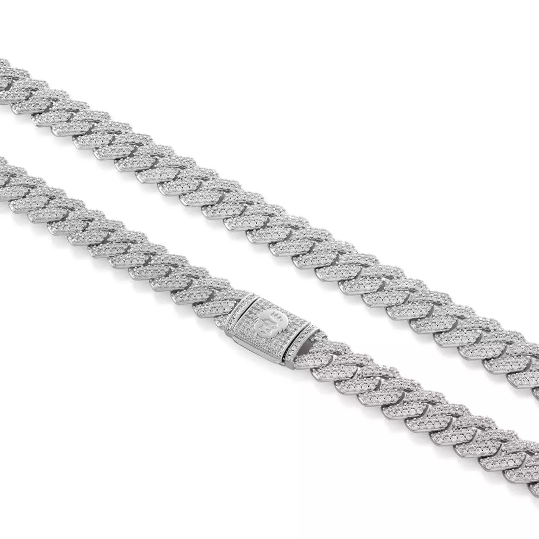 King Ice 15MM Iced Diamond Cut Miami Cuban Link Chain - White Gold - WHITE GOLD
