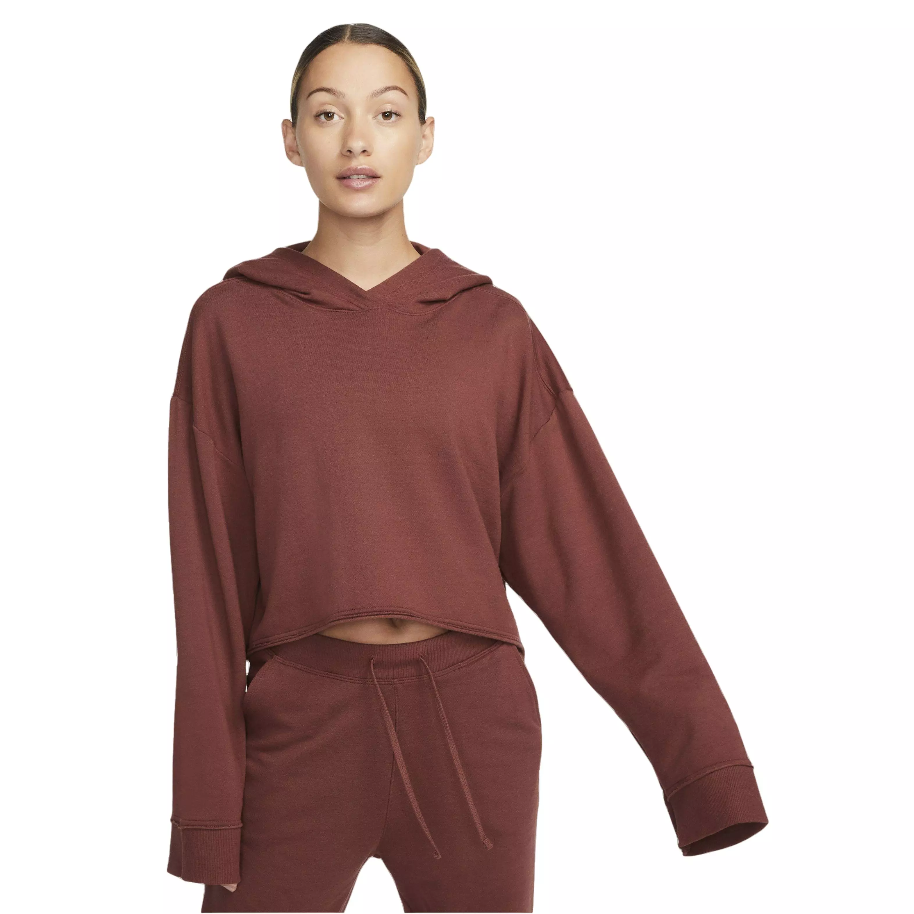 Nike Women's Yoga Luxe Fleece Cropped Hoodie - BROWN