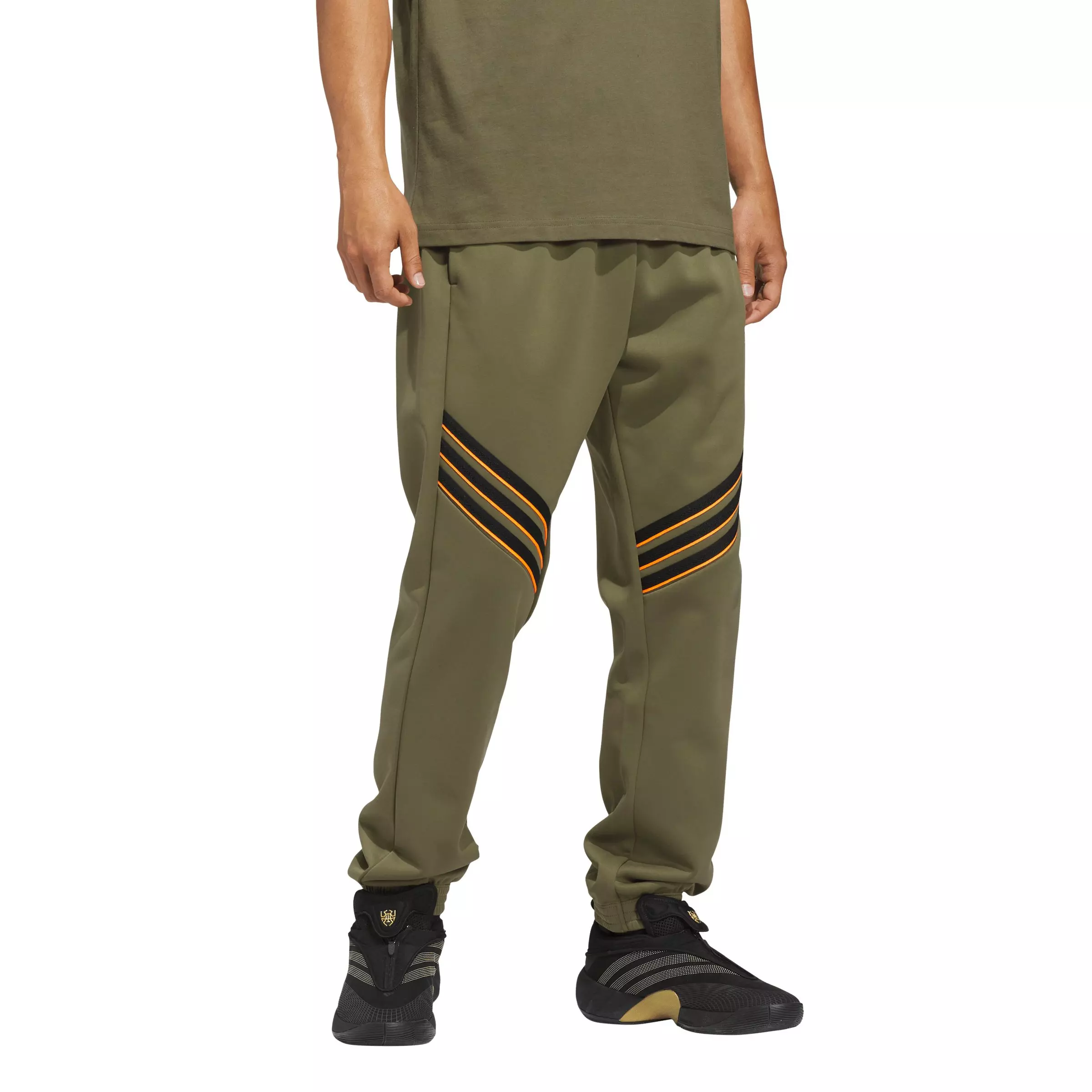 adidas Men's Basketball Crazy Warm Fleece Pants -Olive - OLIVE