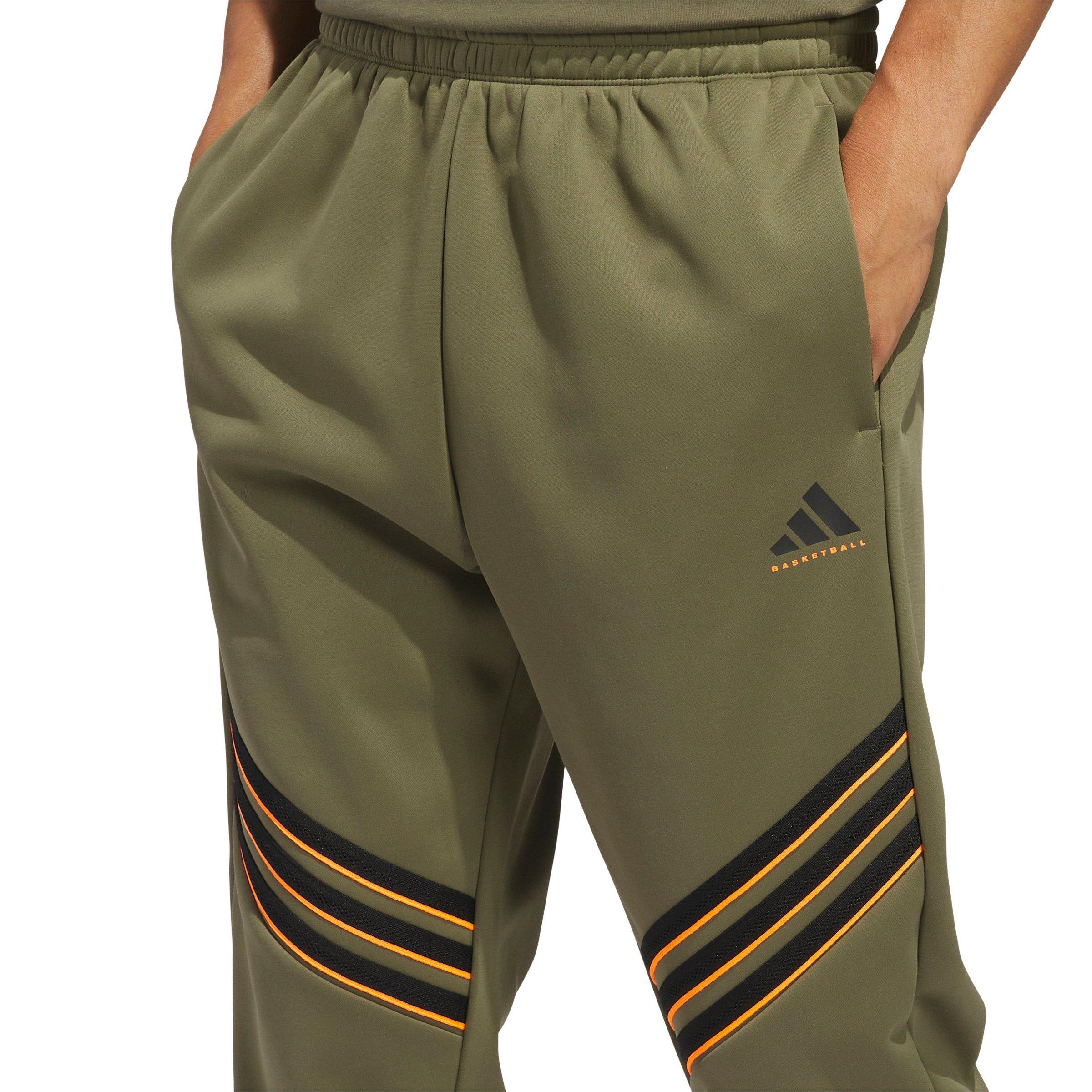 adidas Men's Basketball Crazy Warm Fleece Pants -Olive - OLIVE Thumbnail View 3