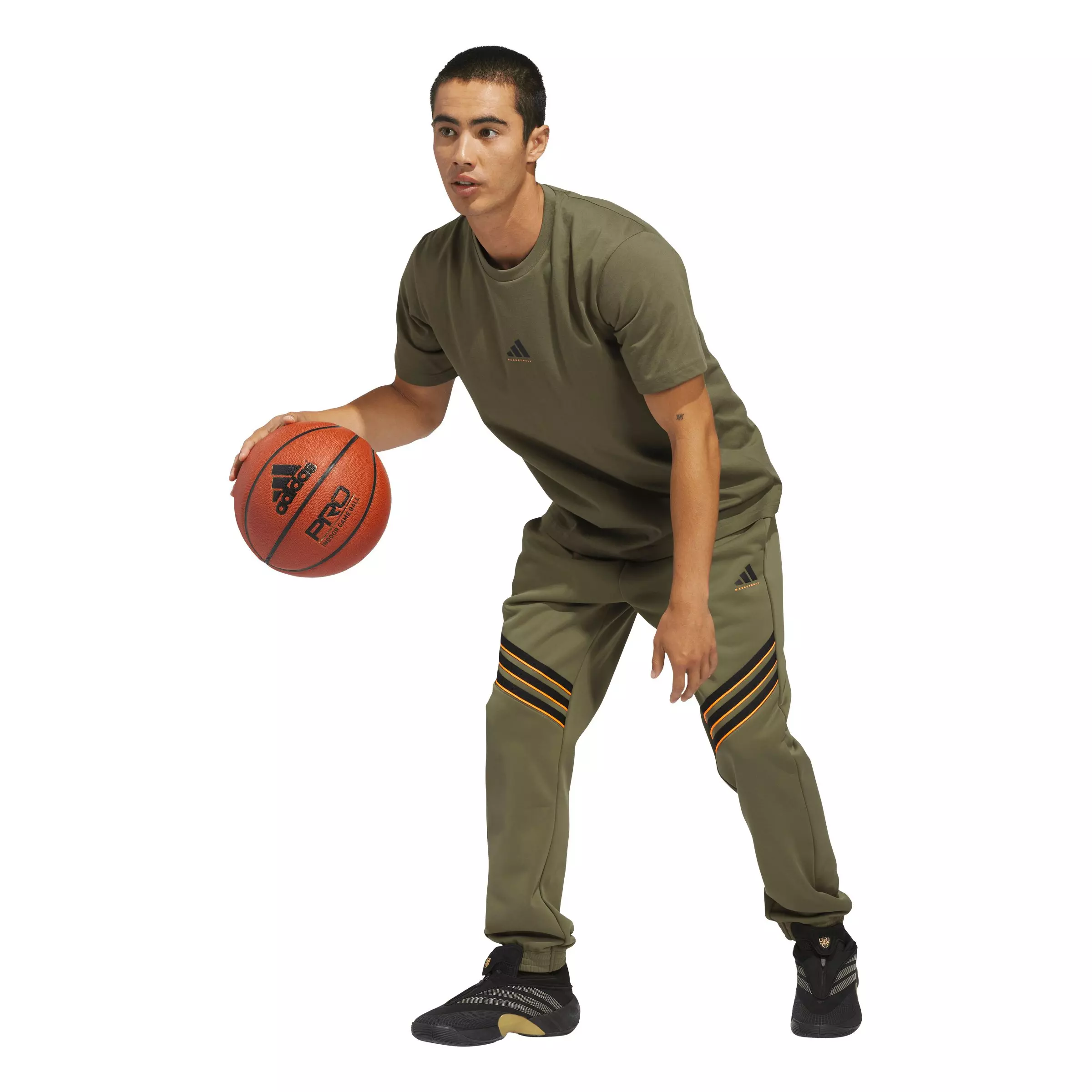 adidas Men's Basketball Crazy Warm Fleece Pants - Olive - OLIVE