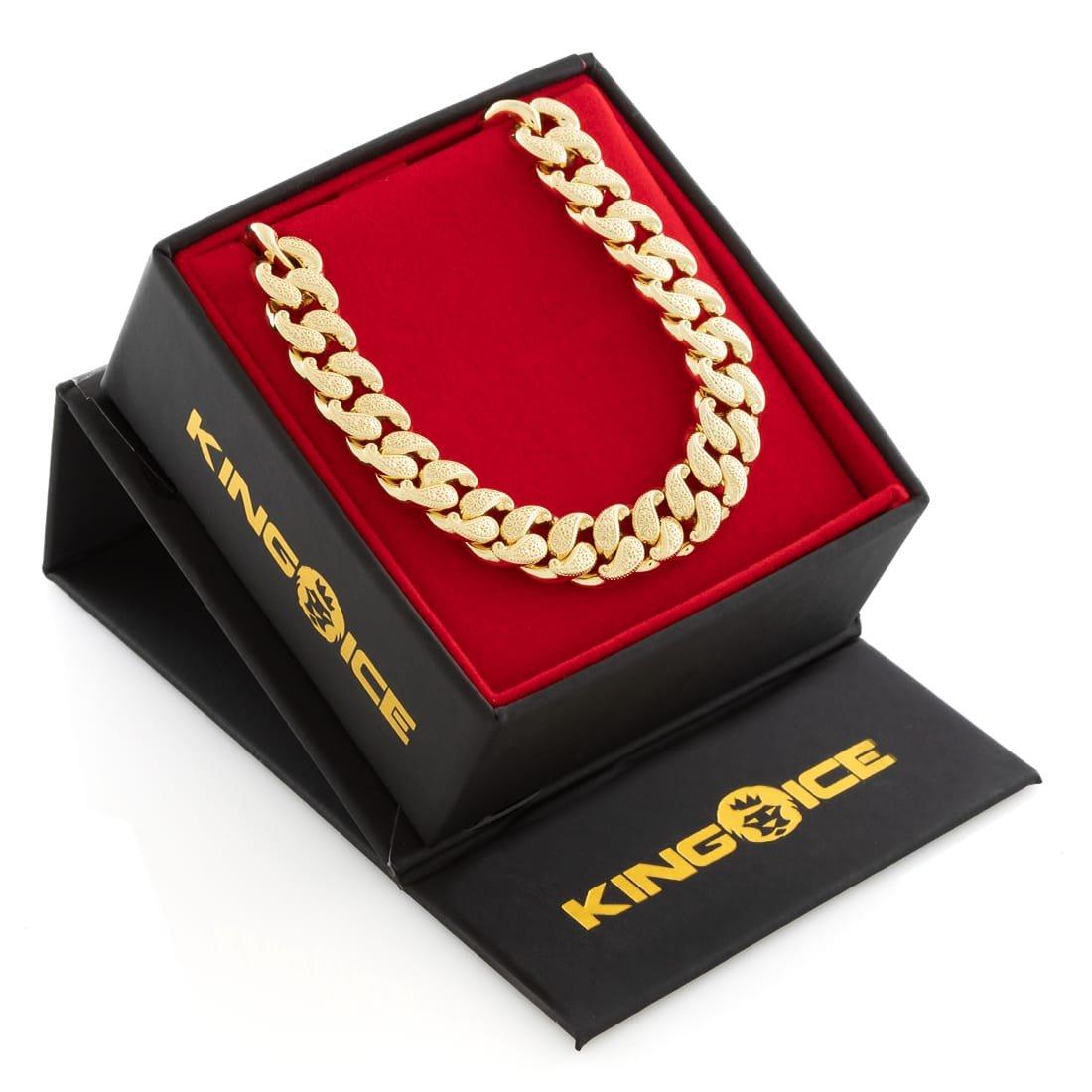 King Ice 12MM Filigree Miami Cuban Link Bracelet - Gold - GOLD