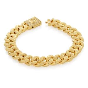 King Ice 12MM Filigree Miami Cuban Link Bracelet - Gold - GOLD