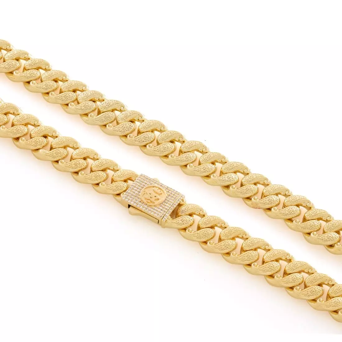 King Ice 12MM Filigree Miami Cuban Link Chain - Gold - GOLD