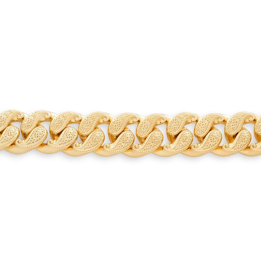 King Ice 12MM Filigree Miami Cuban Link Chain - Gold - GOLD