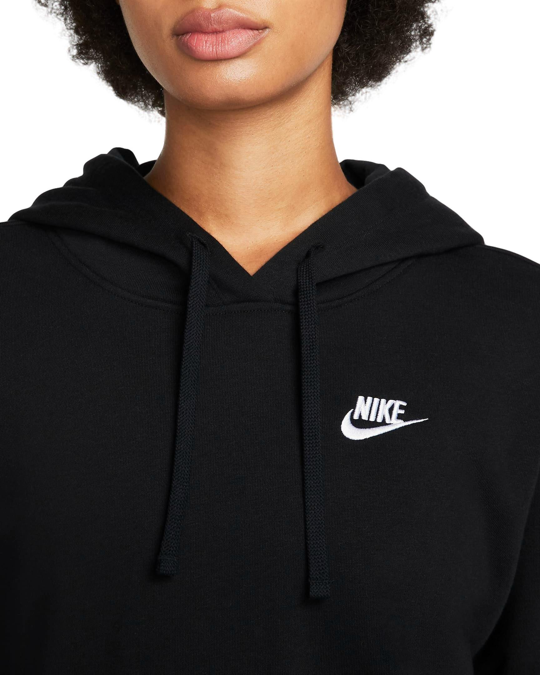 Nike Women's Sportswear Club Standard Fleece Pullover Hoodie - BLACK Thumbnail View 3