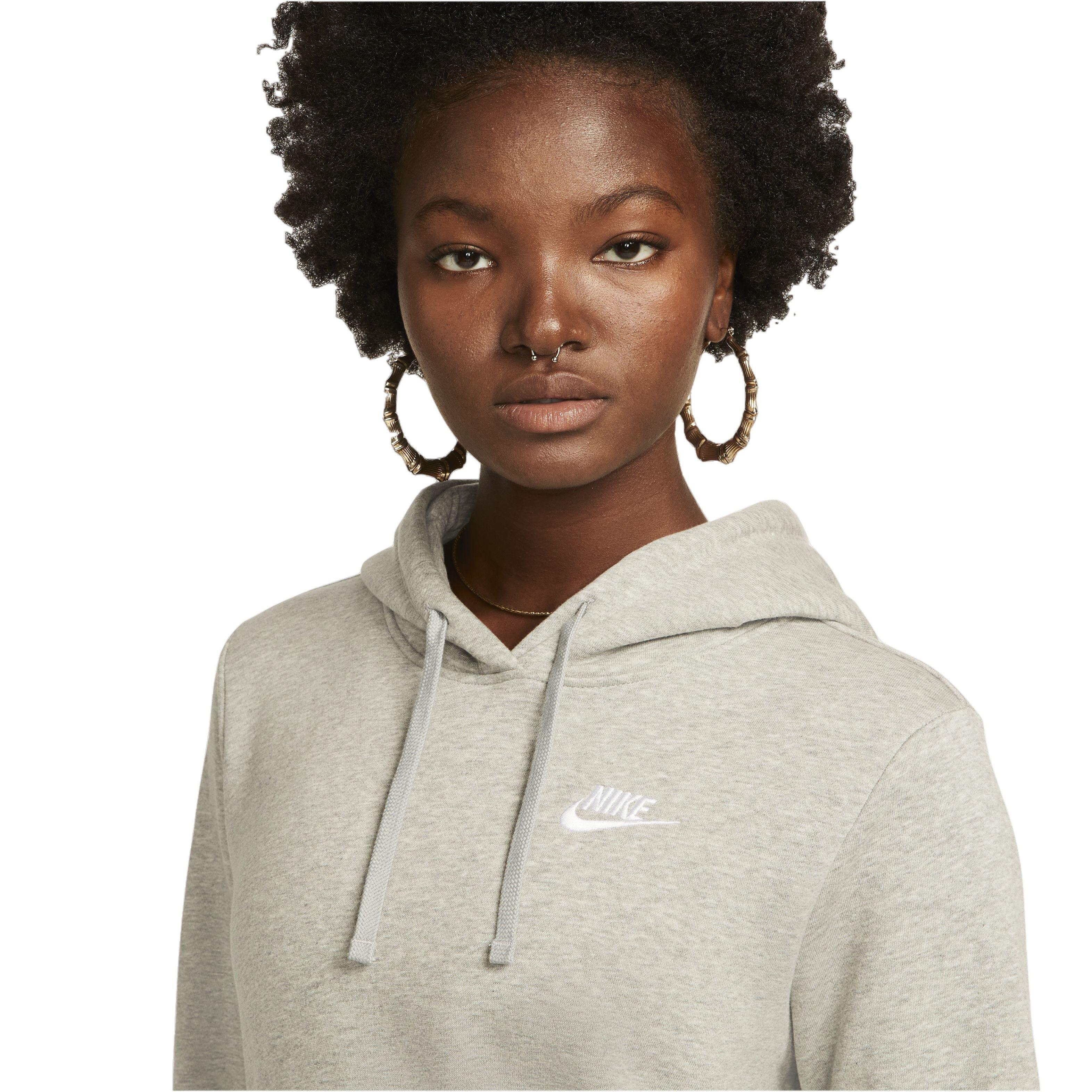 Nike Women's Sportswear Club Standard Fleece Pullover Hoodie - GREY Thumbnail View 3