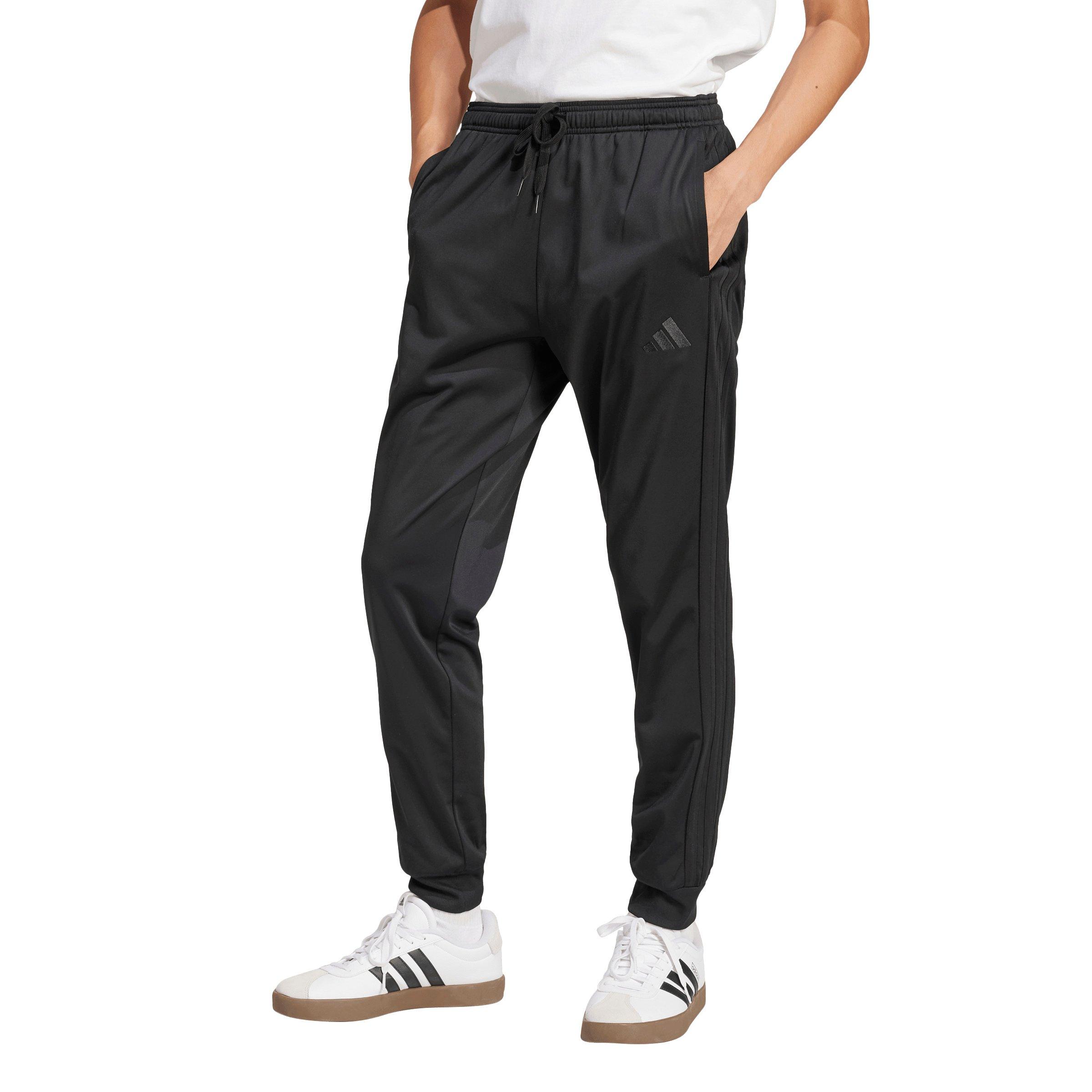 adidas Men's DAYREADY 3-Stripes Tricot Regular Tapered Tracksuit Bottoms - Black - BLACK Thumbnail View 1
