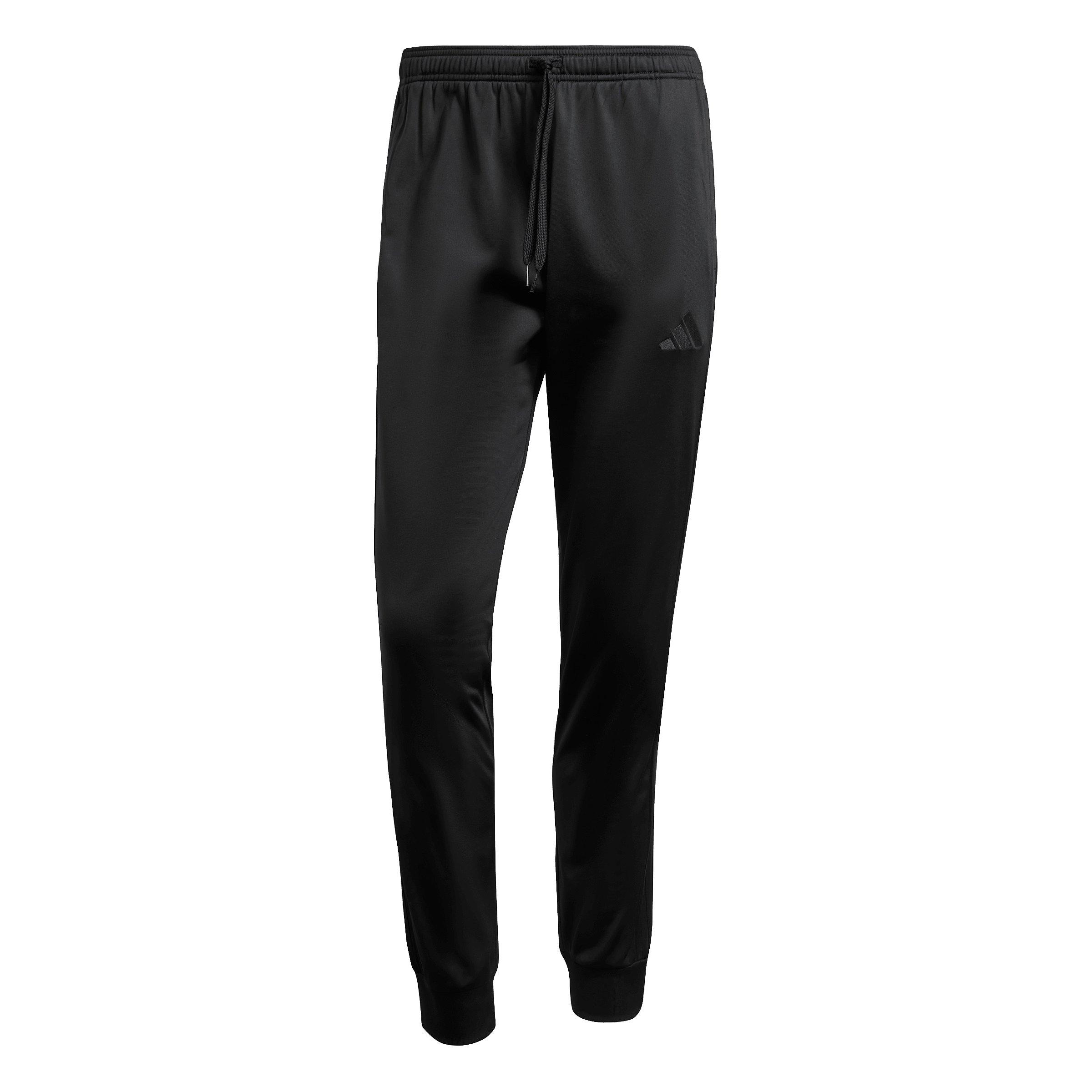 adidas Men's DAYREADY 3-Stripes Tricot Regular Tapered Tracksuit Bottoms -Black - BLACK Thumbnail View 6