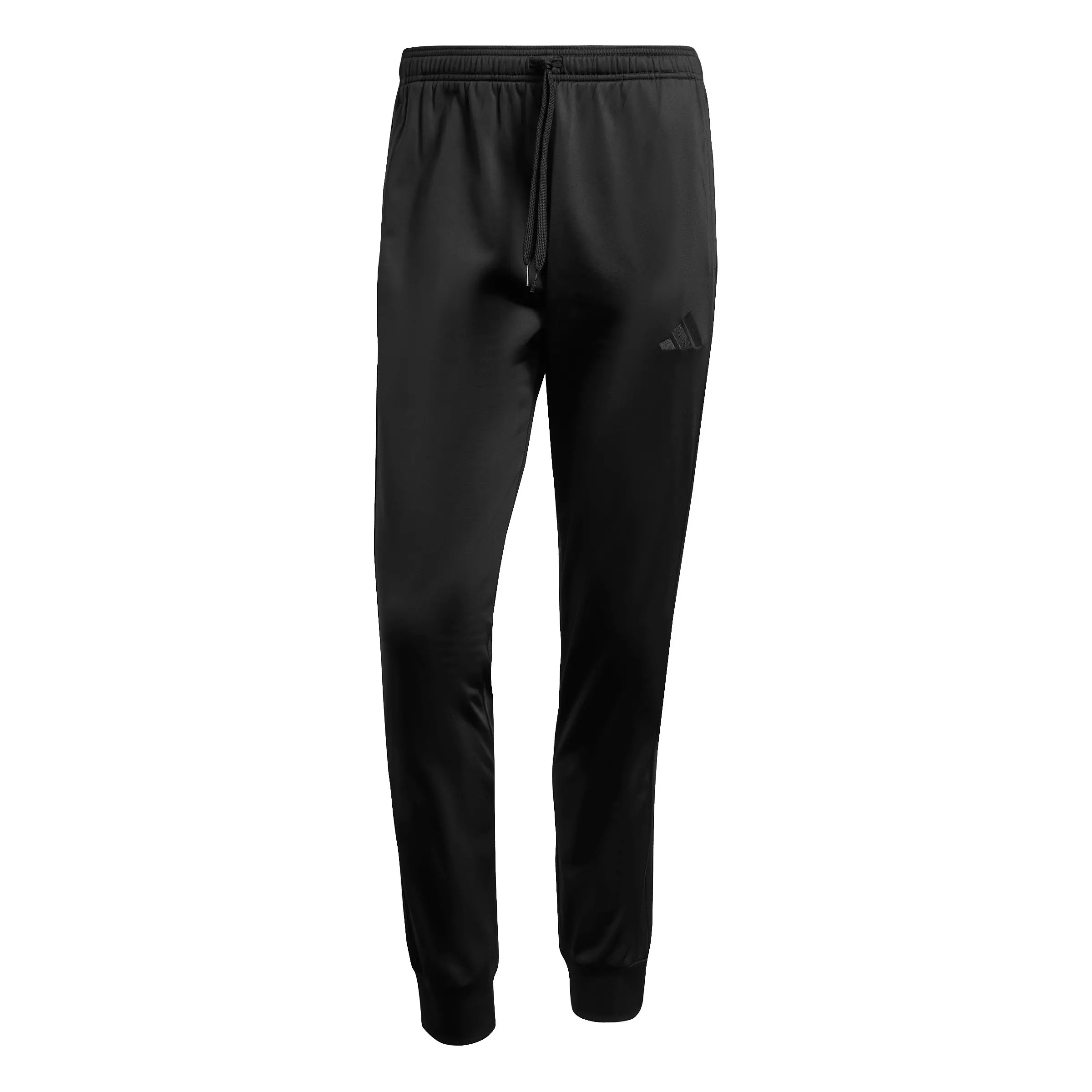 adidas Men's DAYREADY 3-Stripes Tricot Regular Tapered Tracksuit Bottoms -Black - BLACK